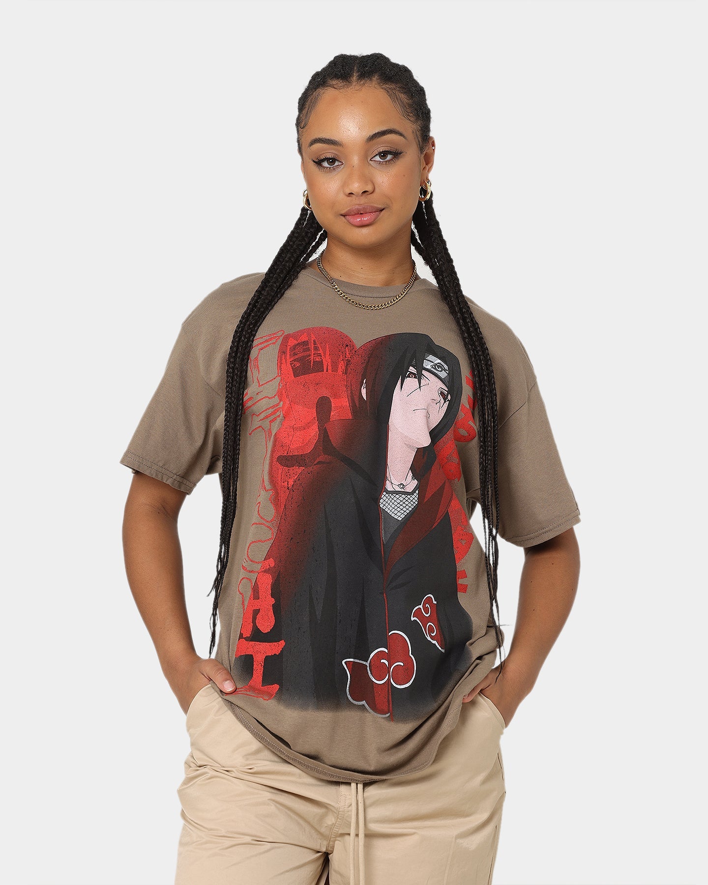 Goat Crew X Naruto Itachi CLR T-Shirt Light Brown Style001