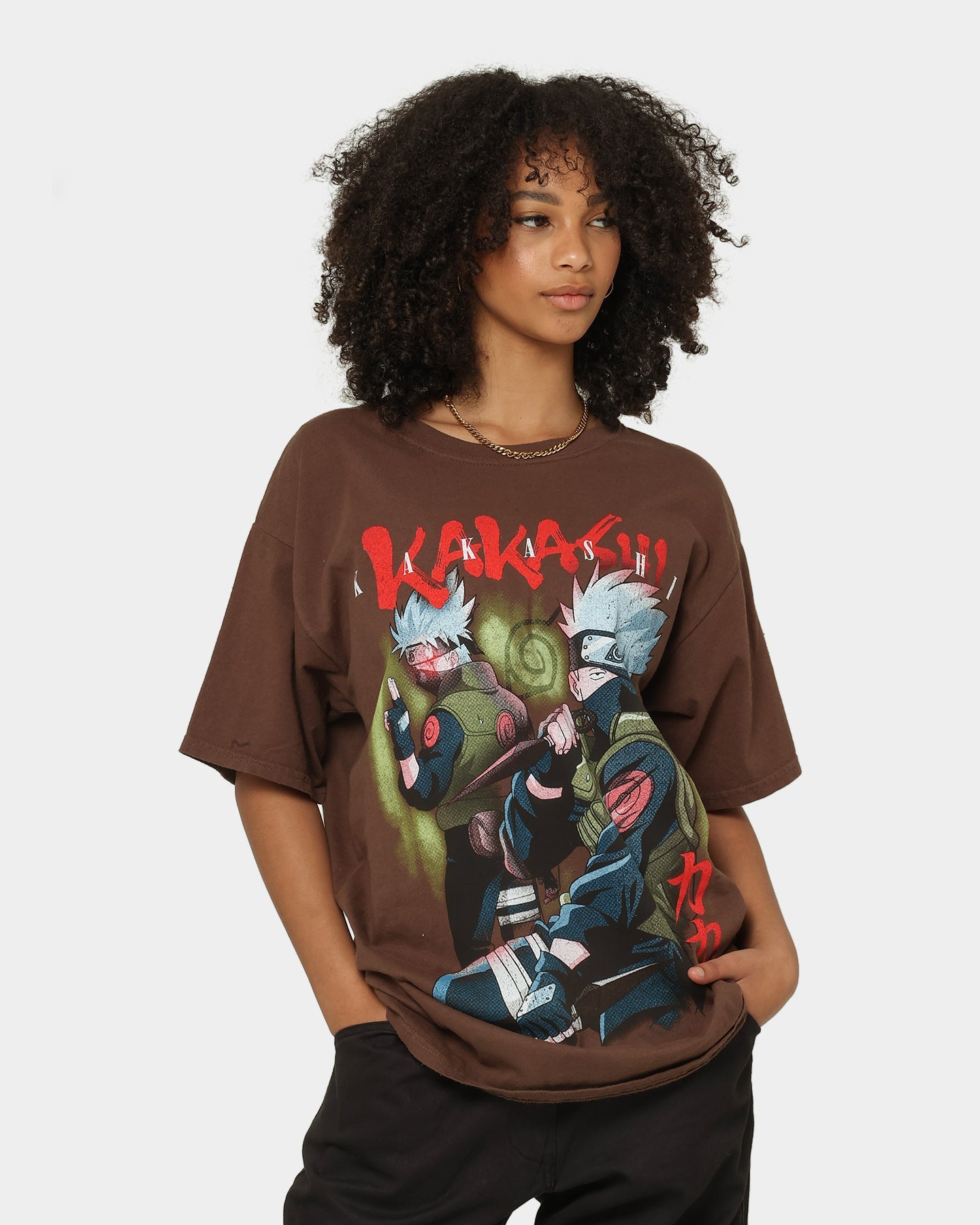 Goat Crew X Naruto Kakashi CLR T-Shirt Brown Style001