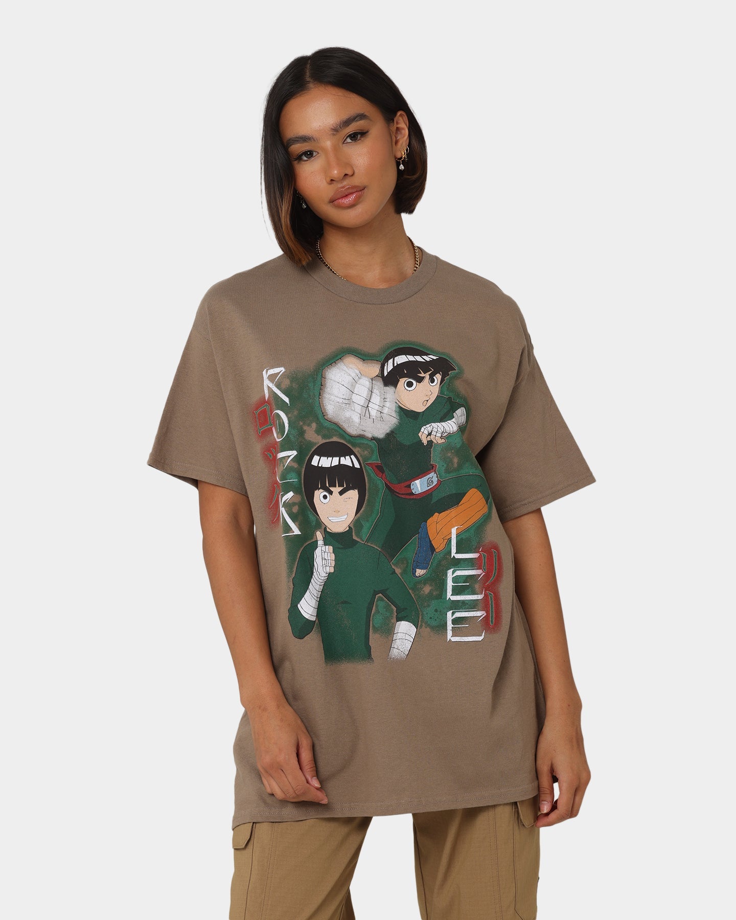 Goat Crew X Naruto Rock Lee CLR T-Shirt Brown Style001