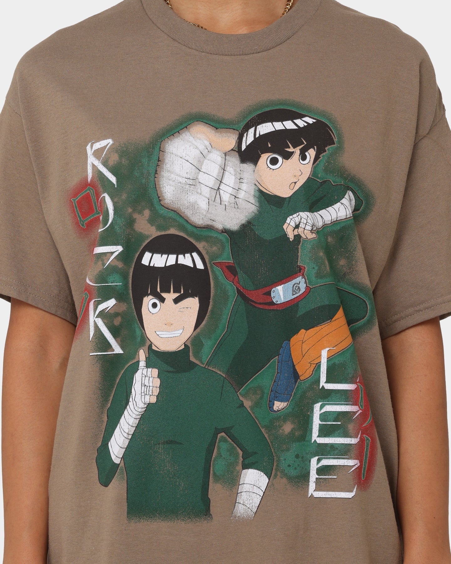 Goat Crew X Naruto Rock Lee CLR T-Shirt Brown Style001
