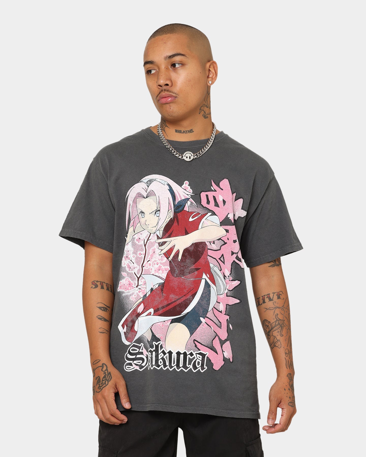 Goat Crew X Naruto Sakura CLR T-Shirt Charcoal