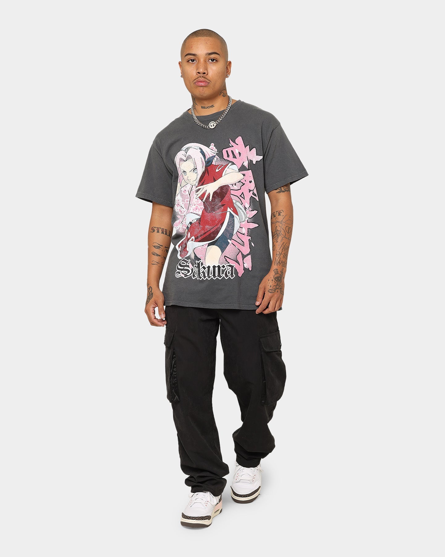 Goat Crew X Naruto Sakura CLR T-Shirt Charcoal