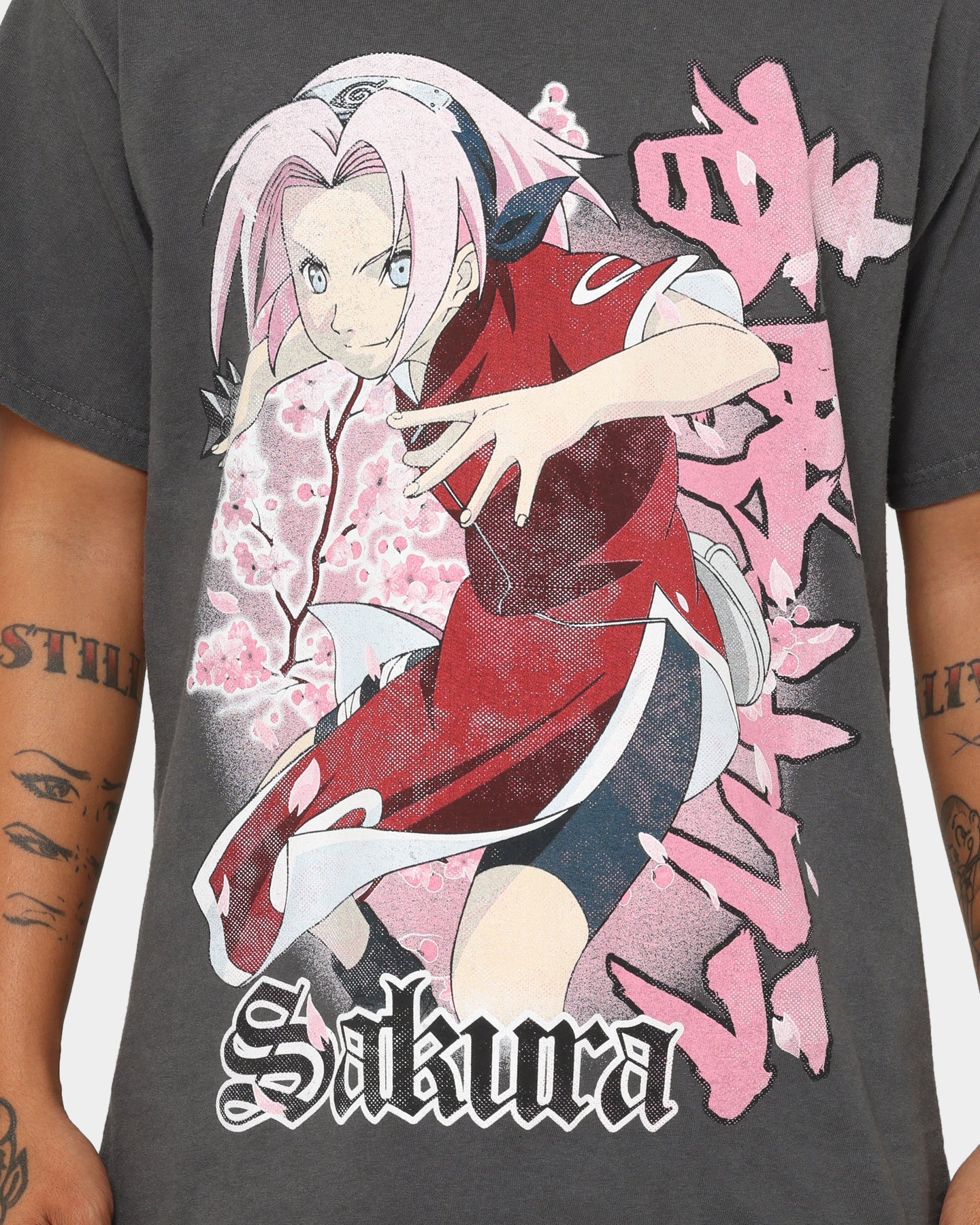 Goat Crew X Naruto Sakura CLR T-Shirt Charcoal