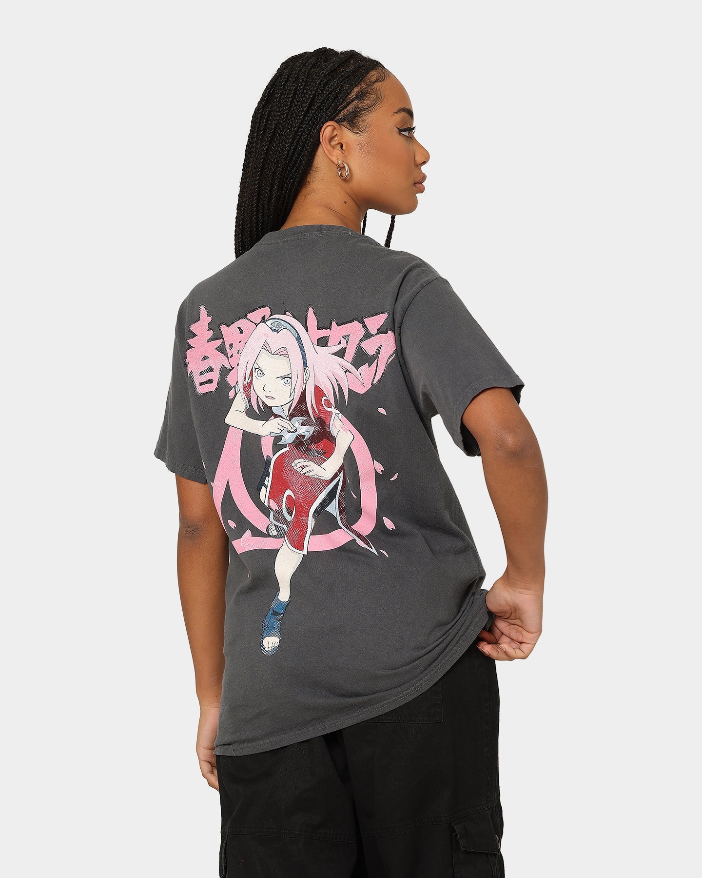 Goat Crew X Naruto Sakura CLR T-Shirt Charcoal Style001
