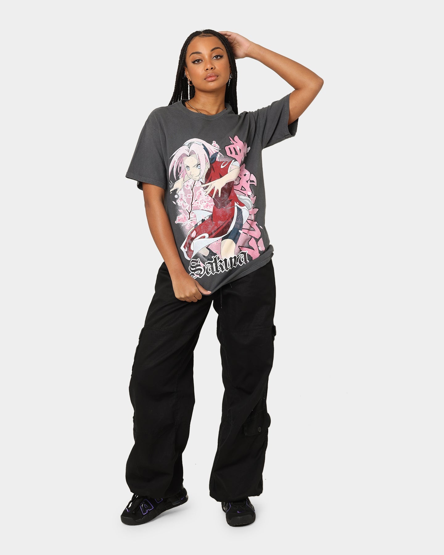 Goat Crew X Naruto Sakura CLR T-Shirt Charcoal Style001