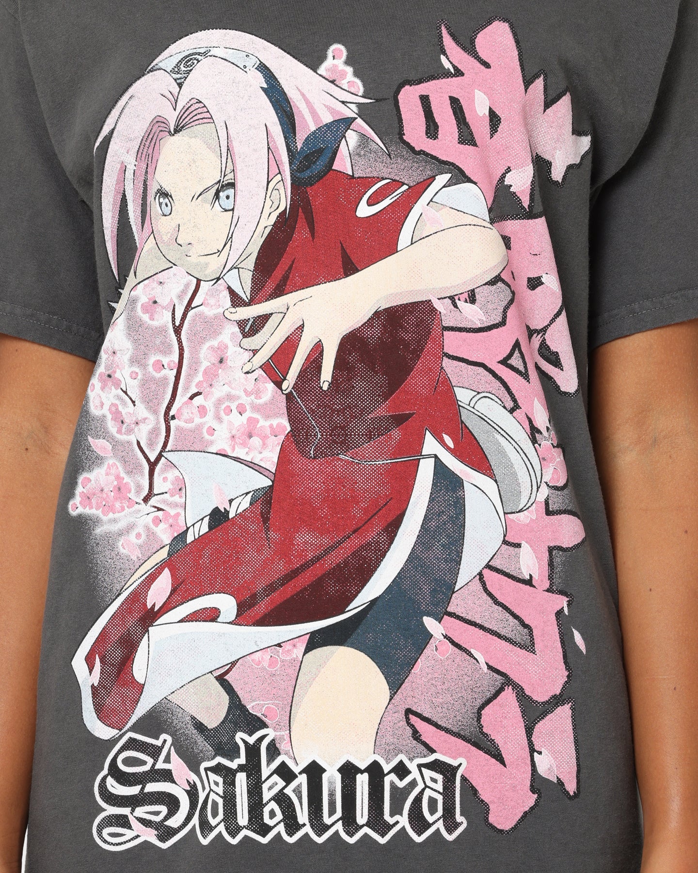 Goat Crew X Naruto Sakura CLR T-Shirt Charcoal Style001