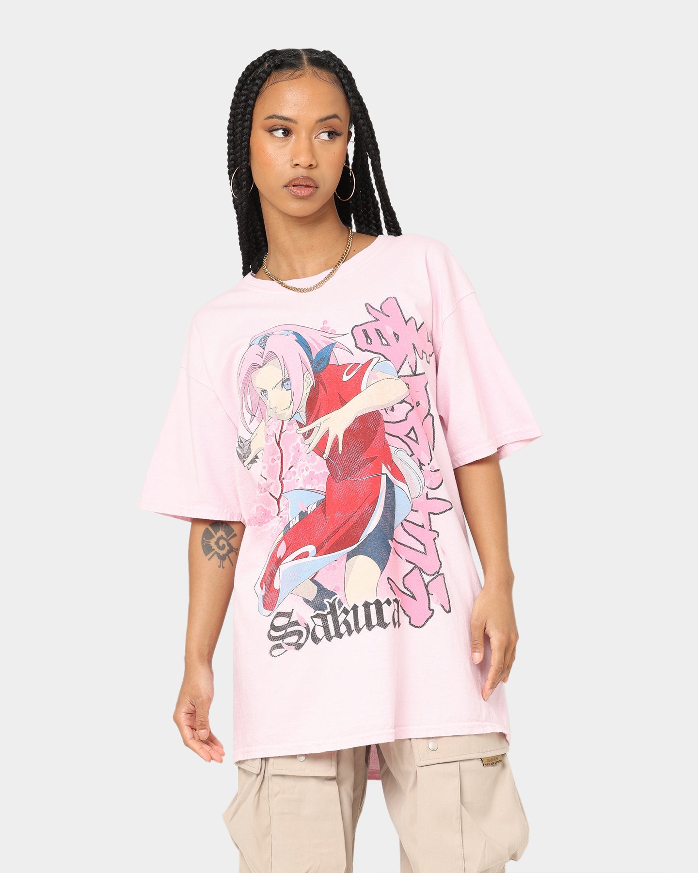 Goat Crew X Naruto Sakura CLR T-Shirt Pale Pink Style001