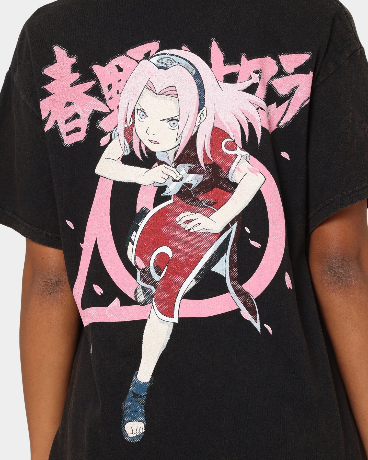 Goat Crew X Naruto Sakura CLR Vintage T-Shirt Washed Black Style001