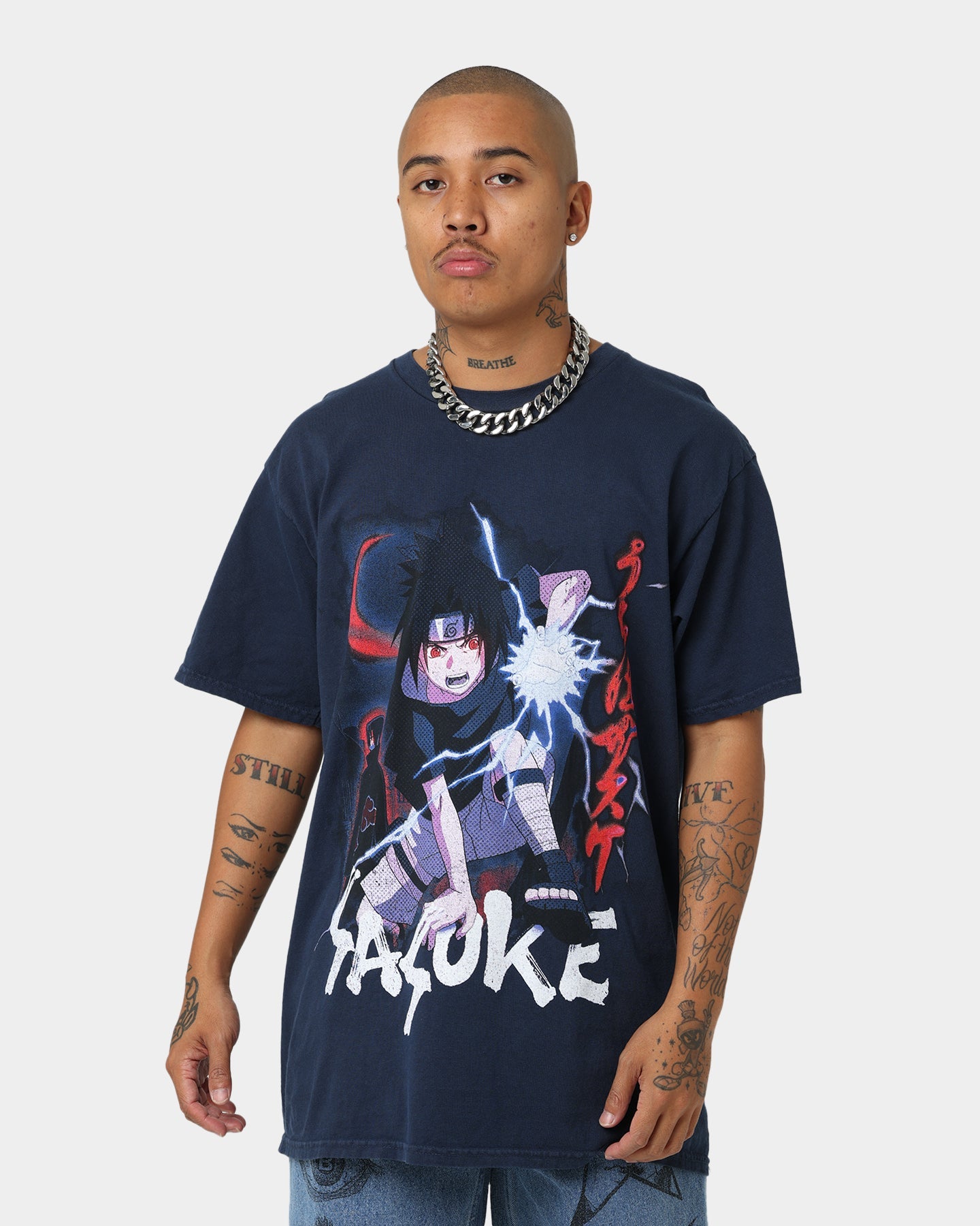 Goat Crew X Naruto Sasuke Premium CLR T-Shirt Navy
