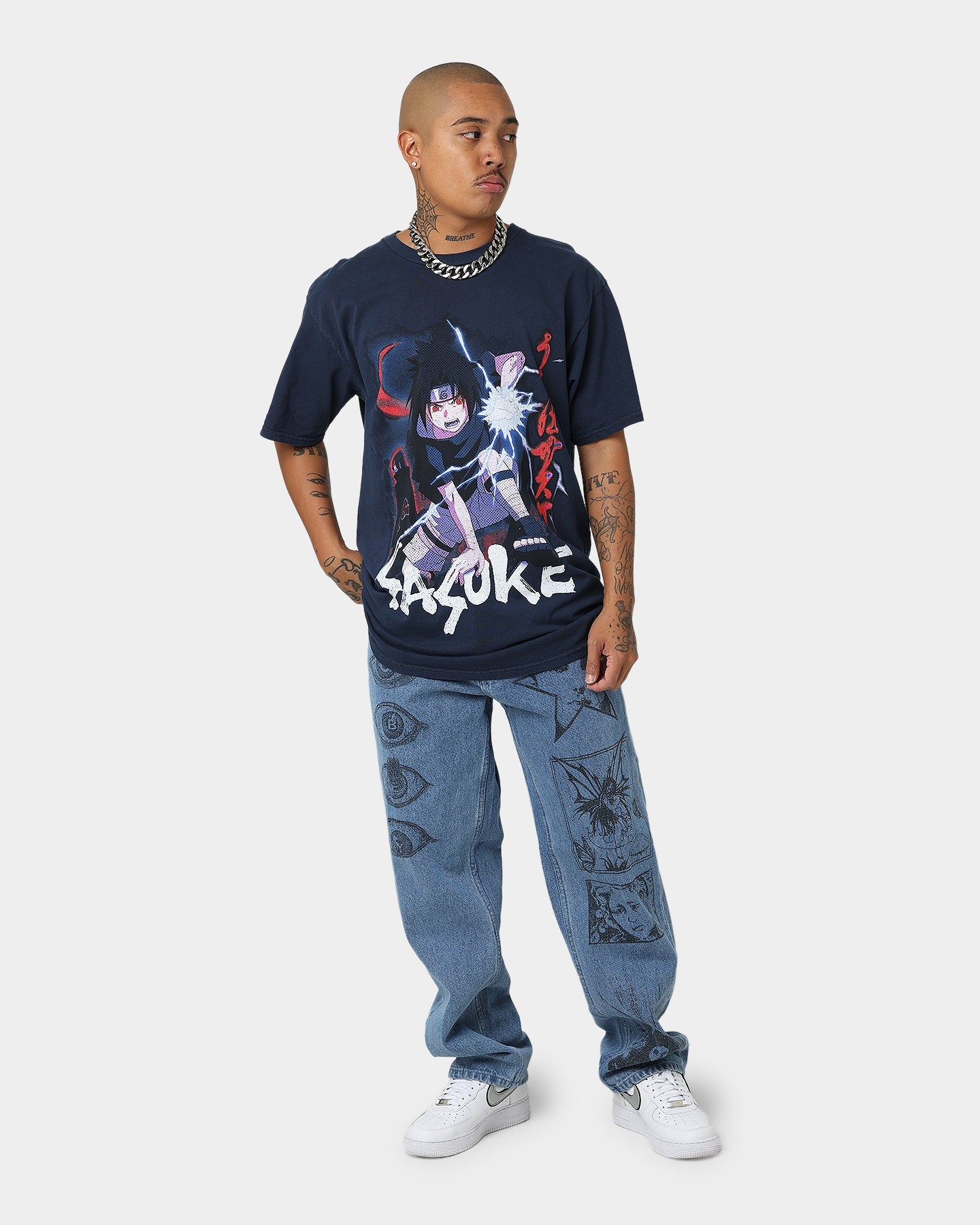 Goat Crew X Naruto Sasuke Premium CLR T-Shirt Navy