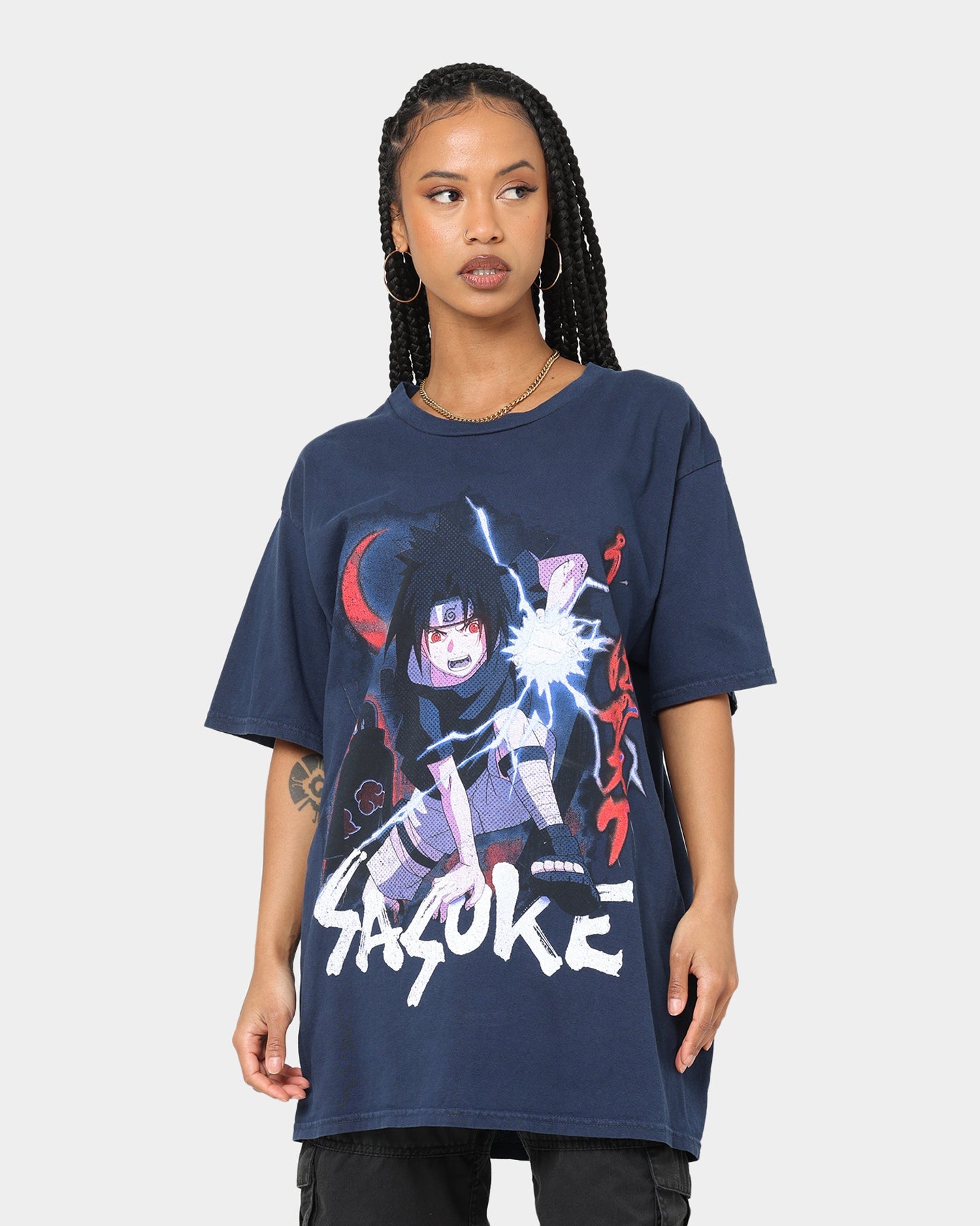 Goat Crew X Naruto Sasuke Premium CLR T-Shirt Navy Style001