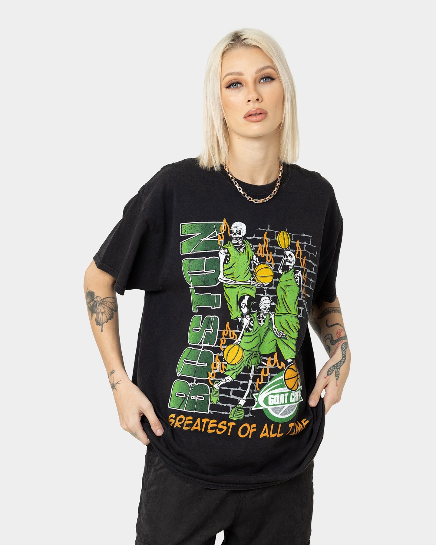 Goat Crew Boston Finals Vintage T-Shirt Washed Black Style001