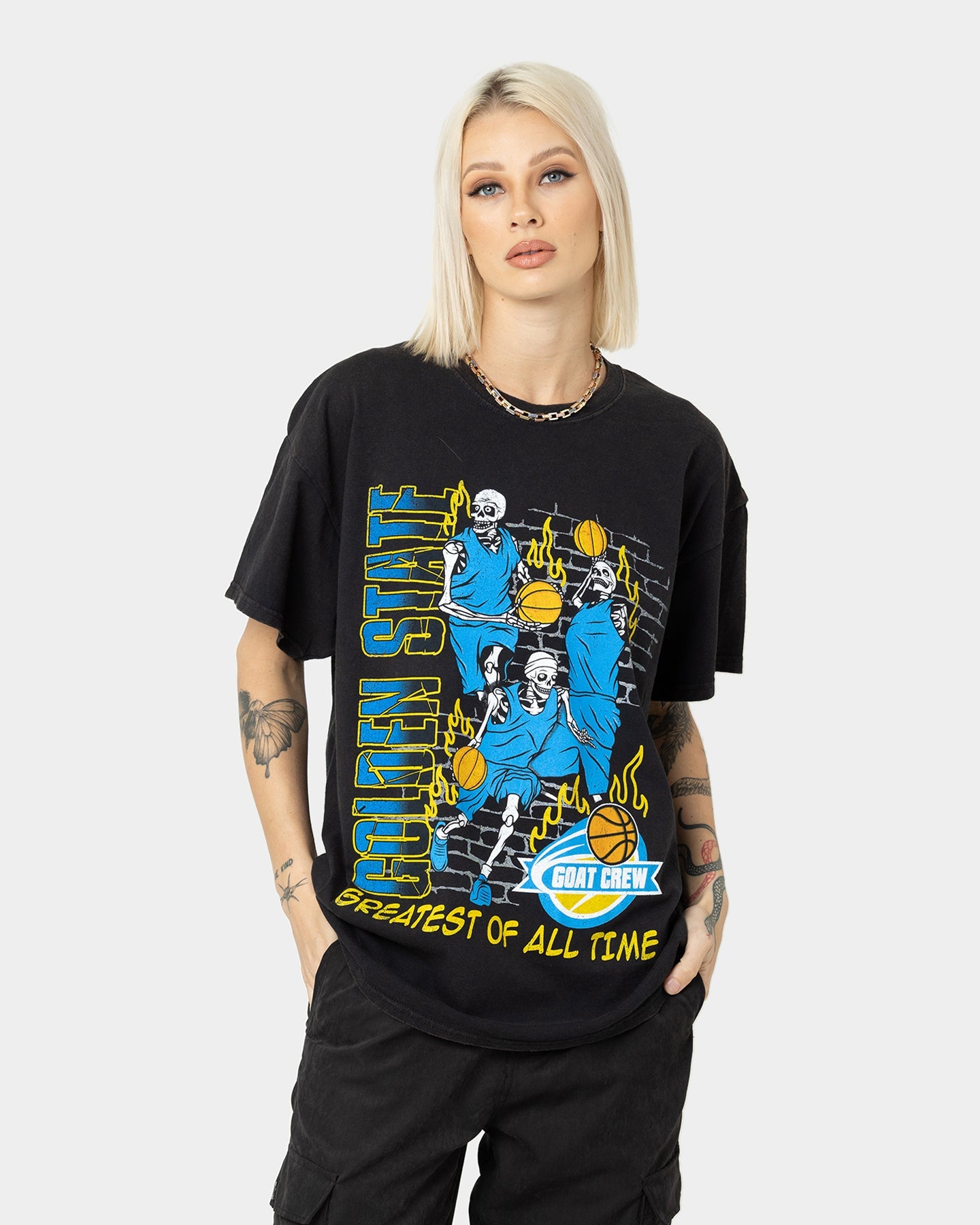 Goat Crew Golden Finals Vintage T-Shirt Washed Black Style001