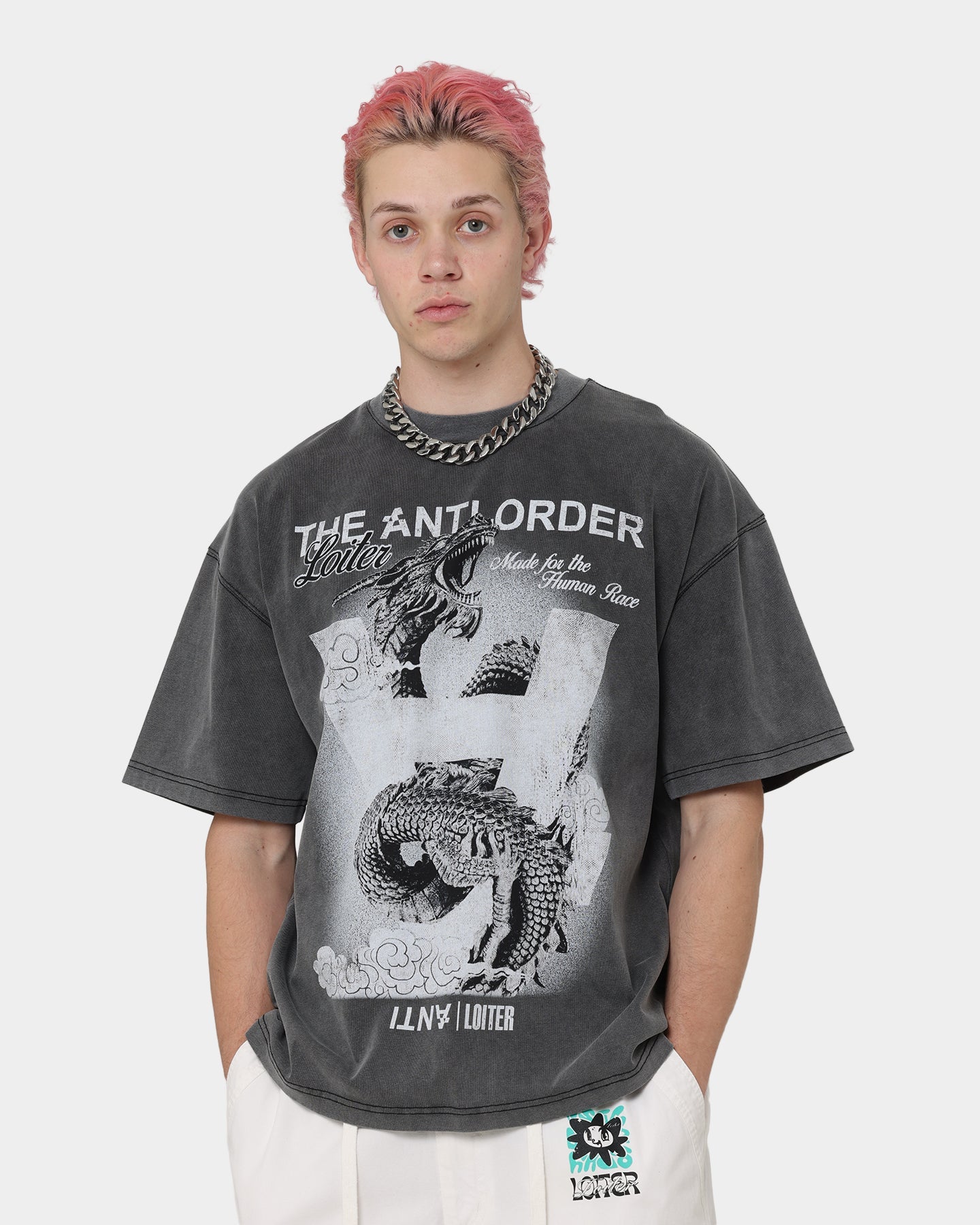 Loiter X The Anti Order Dragon T-Shirt Charcoal