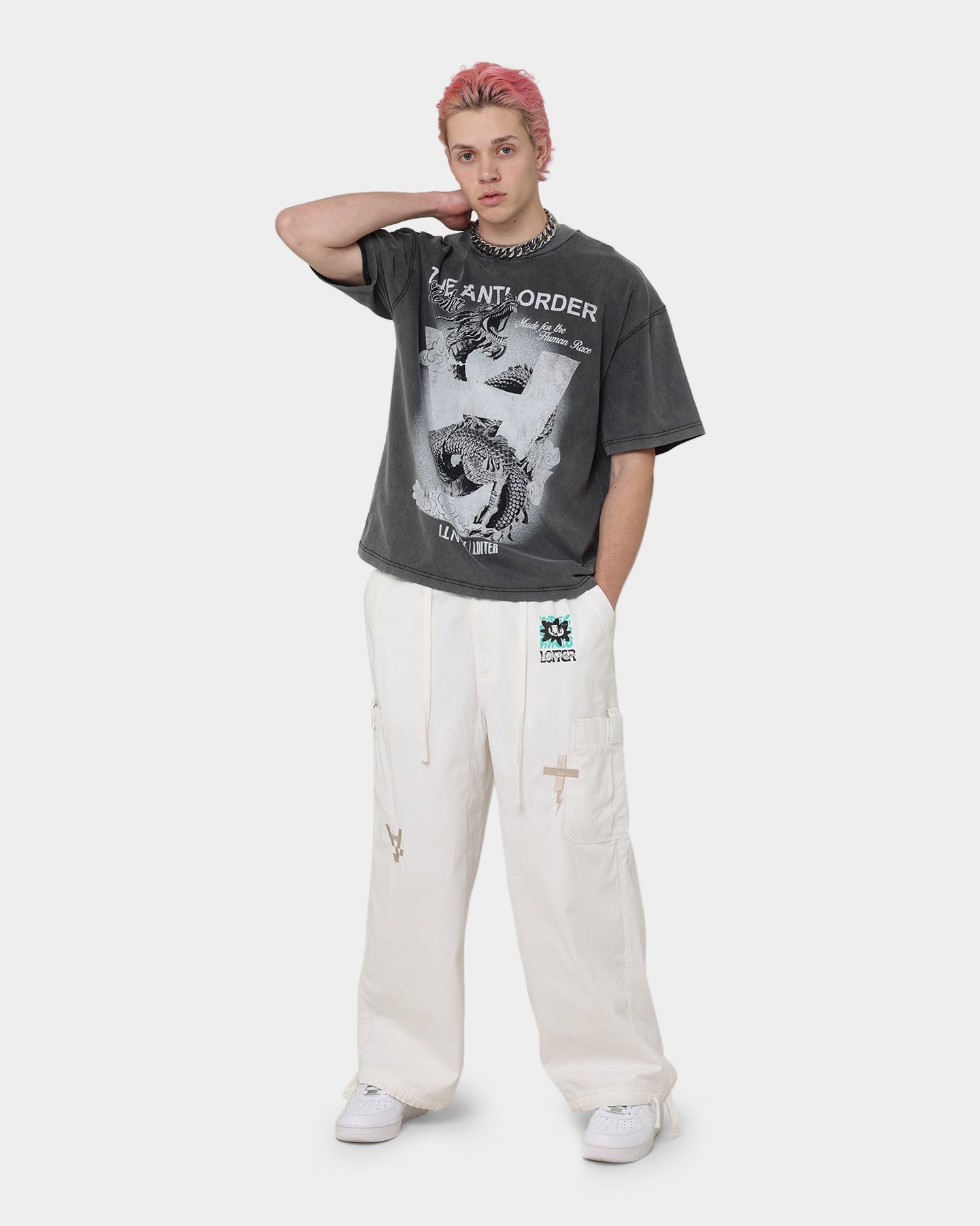 Loiter X The Anti Order Dragon T-Shirt Charcoal