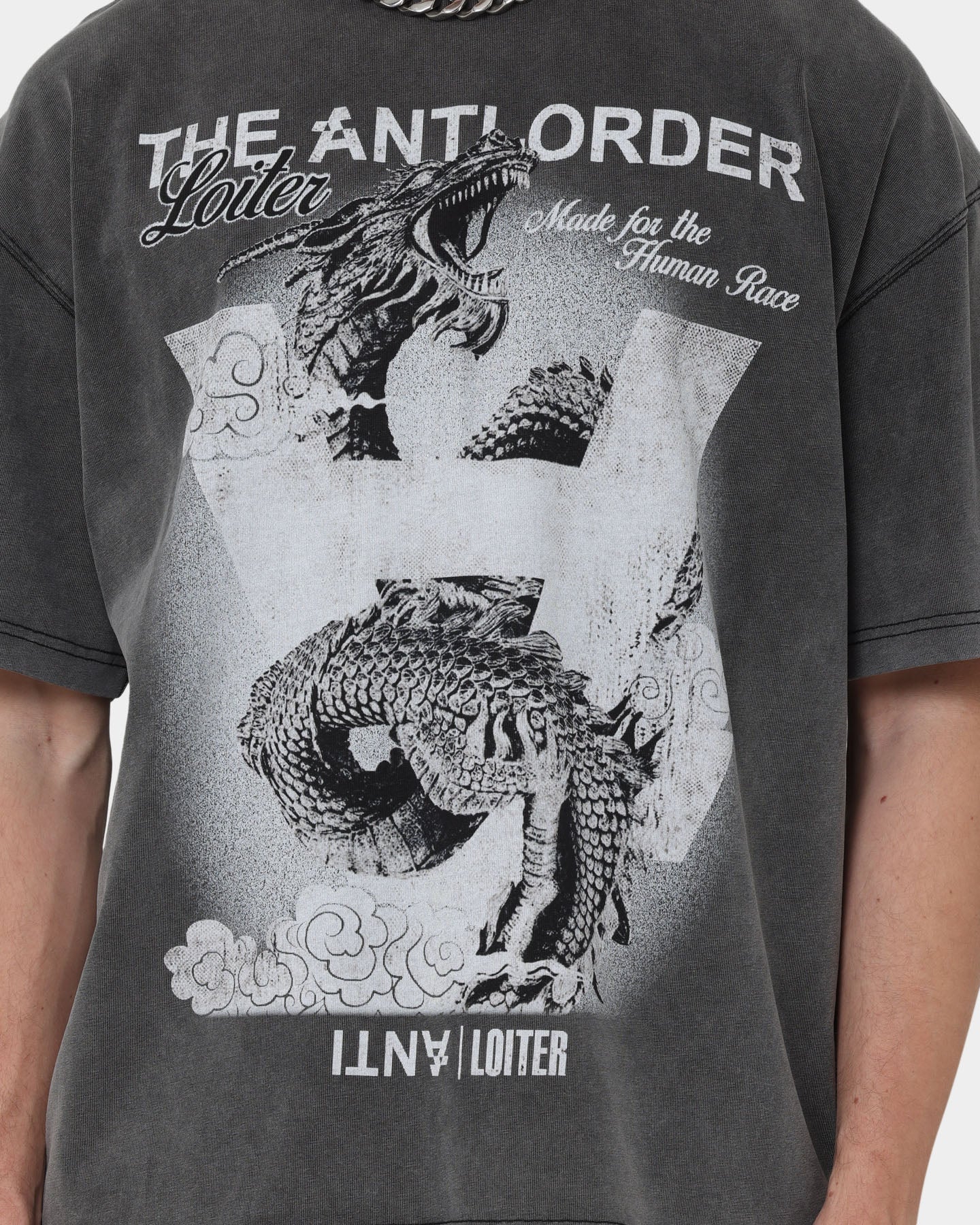 Loiter X The Anti Order Dragon T-Shirt Charcoal