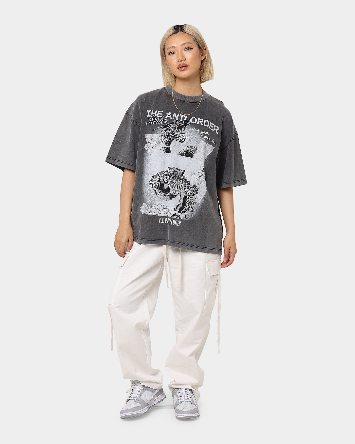 Loiter X The Anti Order Dragon T-Shirt Charcoal Style001