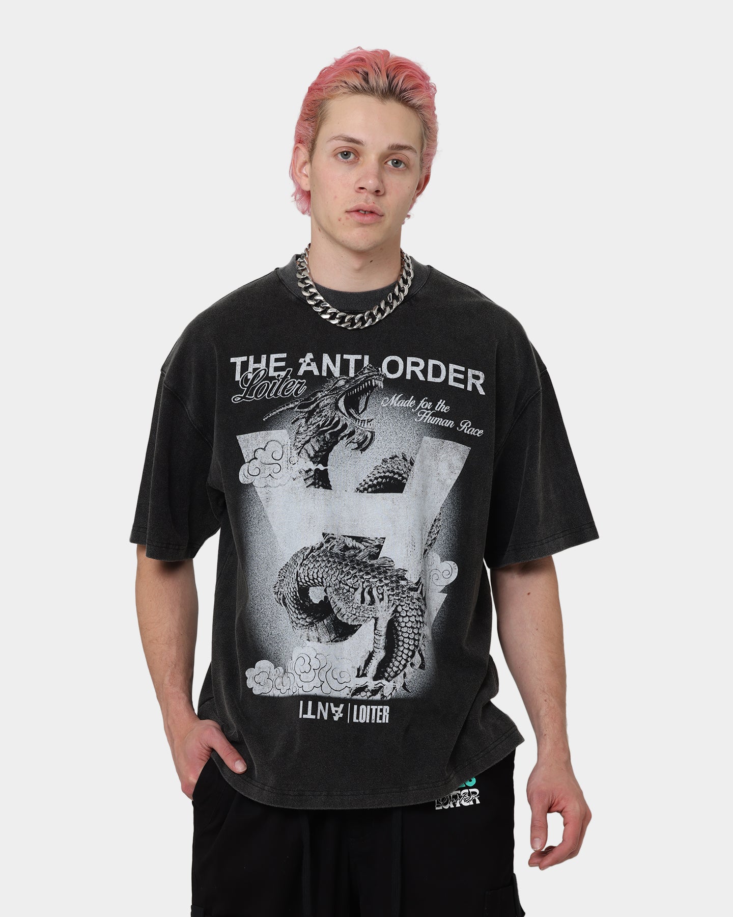 Loiter X The Anti Order Dragon Vintage T-Shirt Vintage Black