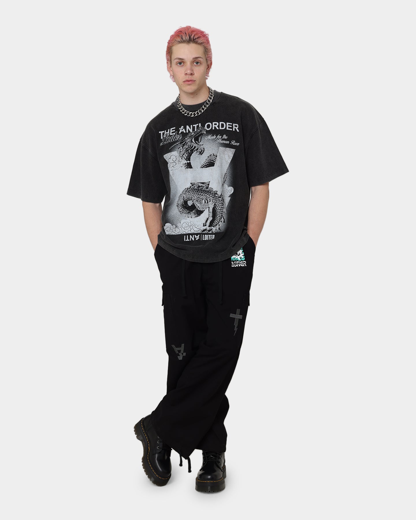 Loiter X The Anti Order Dragon Vintage T-Shirt Vintage Black