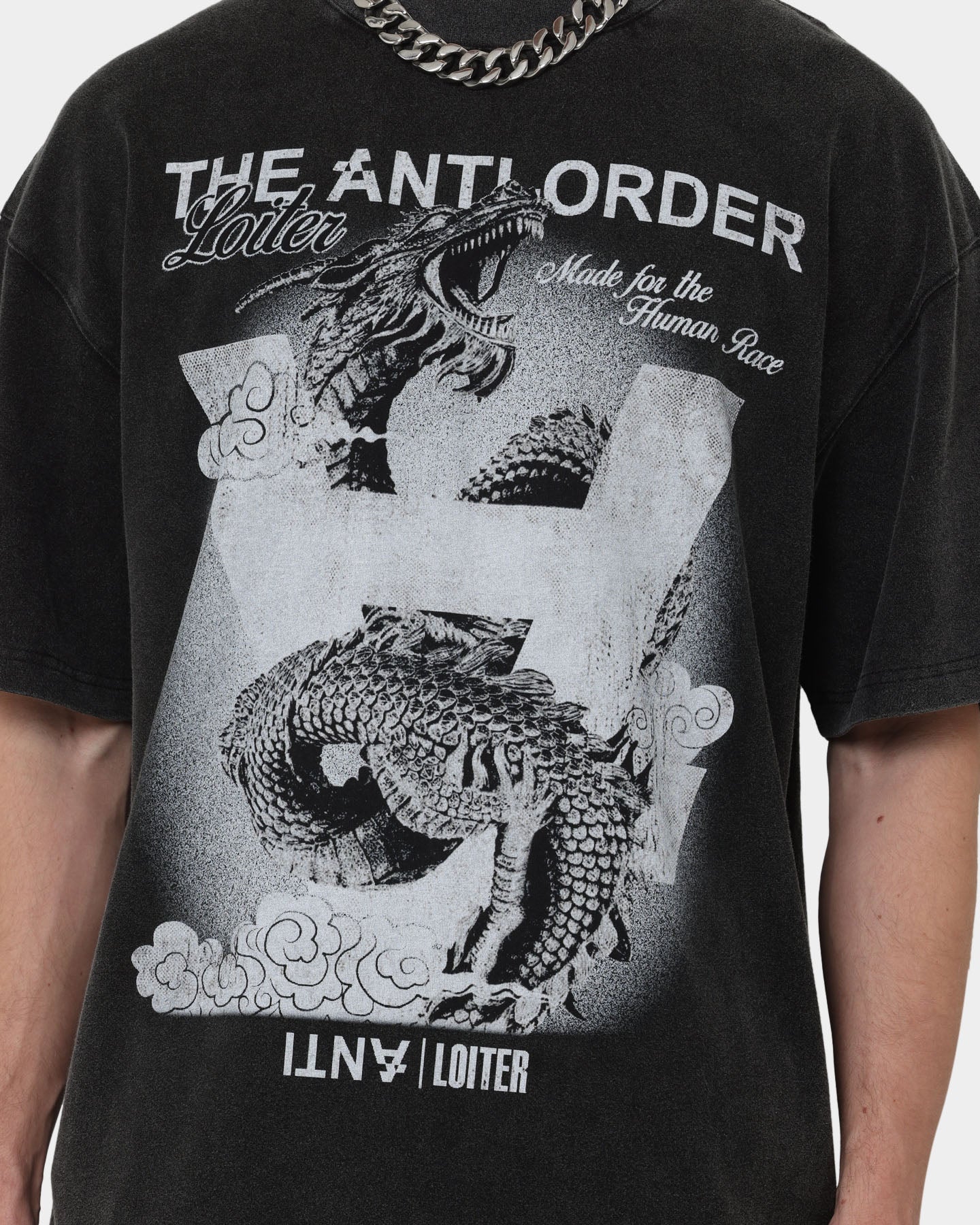 Loiter X The Anti Order Dragon Vintage T-Shirt Vintage Black