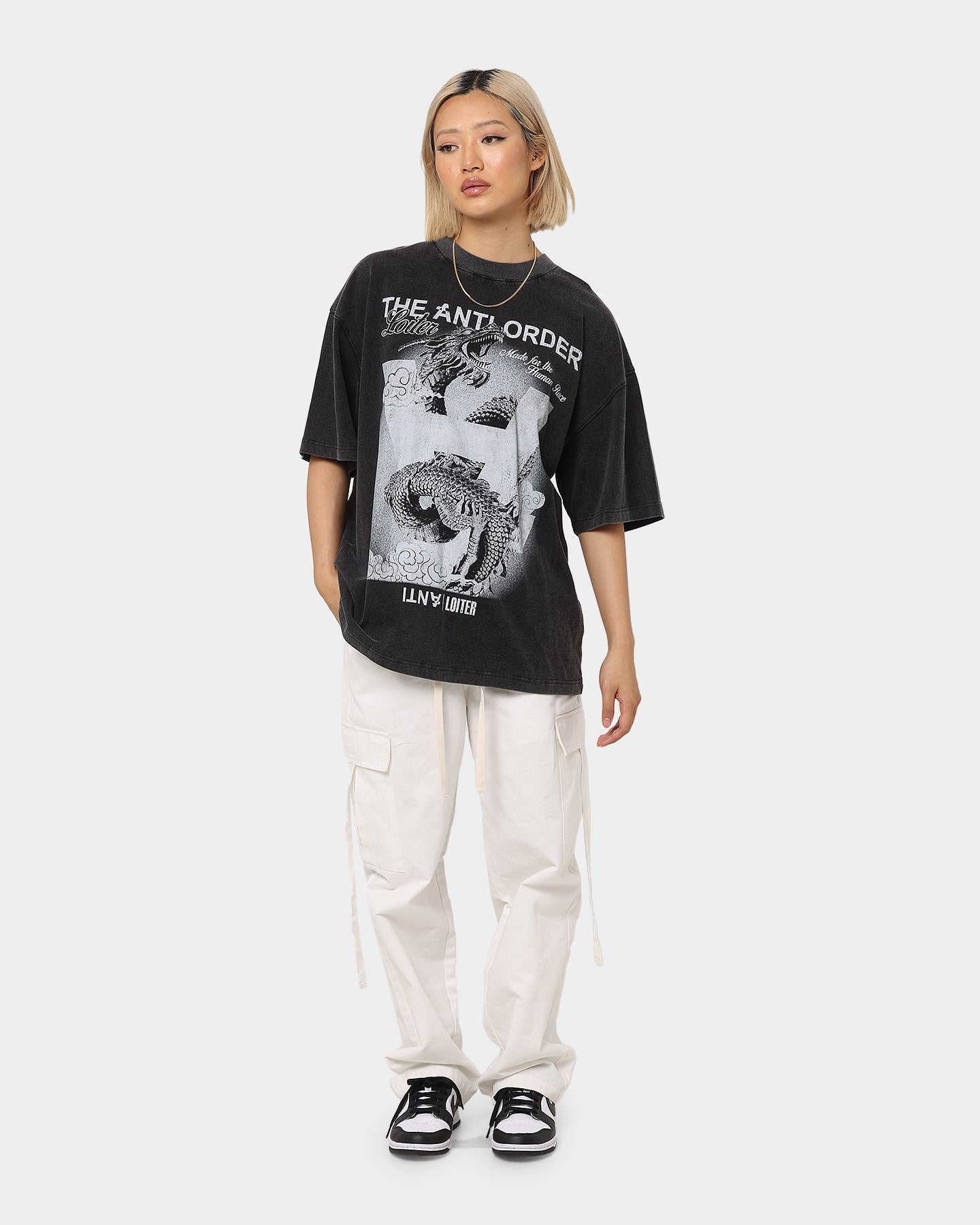 Loiter X The Anti Order Dragon Vintage T-Shirt Vintage Black Style001