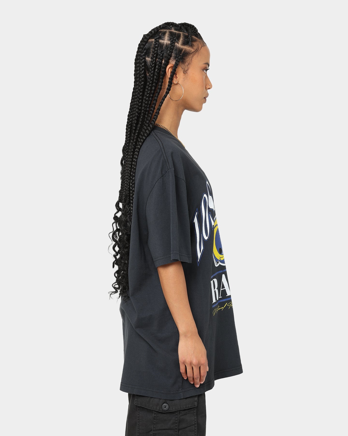Majestic Athletic Los Angeles Rams Helmet Arch T-Shirt Faded Black Style001