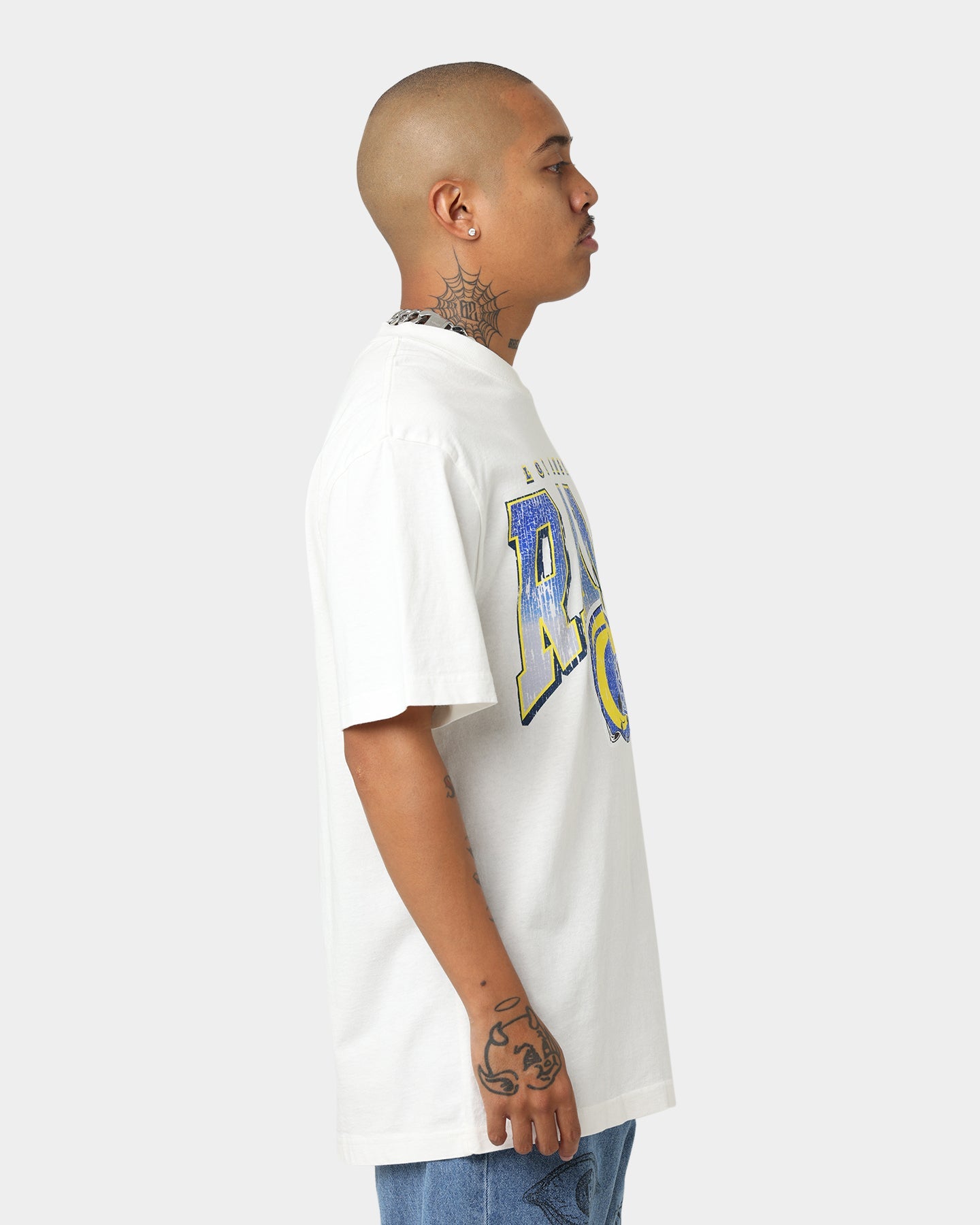 Majestic Athletic Los Angeles Rams Helmet Arch T-Shirt Vintage White