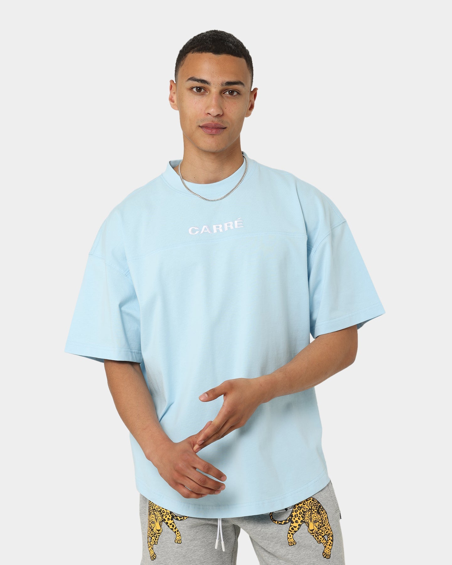Carr√© Grid Iron Oversized T-Shirt Light Blue