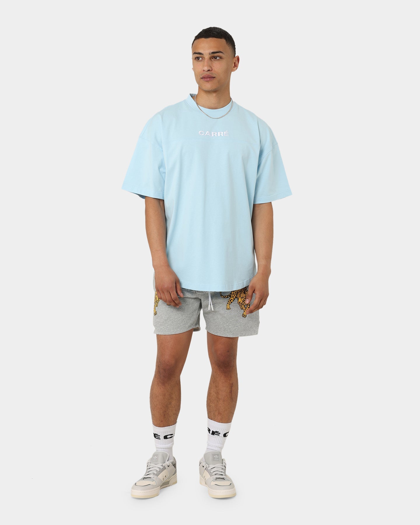 Carr√© Grid Iron Oversized T-Shirt Light Blue