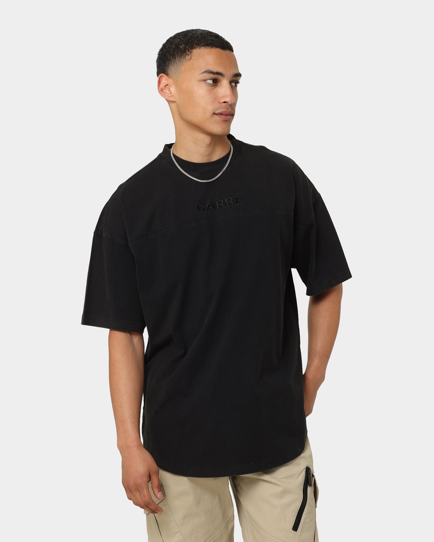 Carr√© Grid Iron Oversized T-Shirt Washed Black