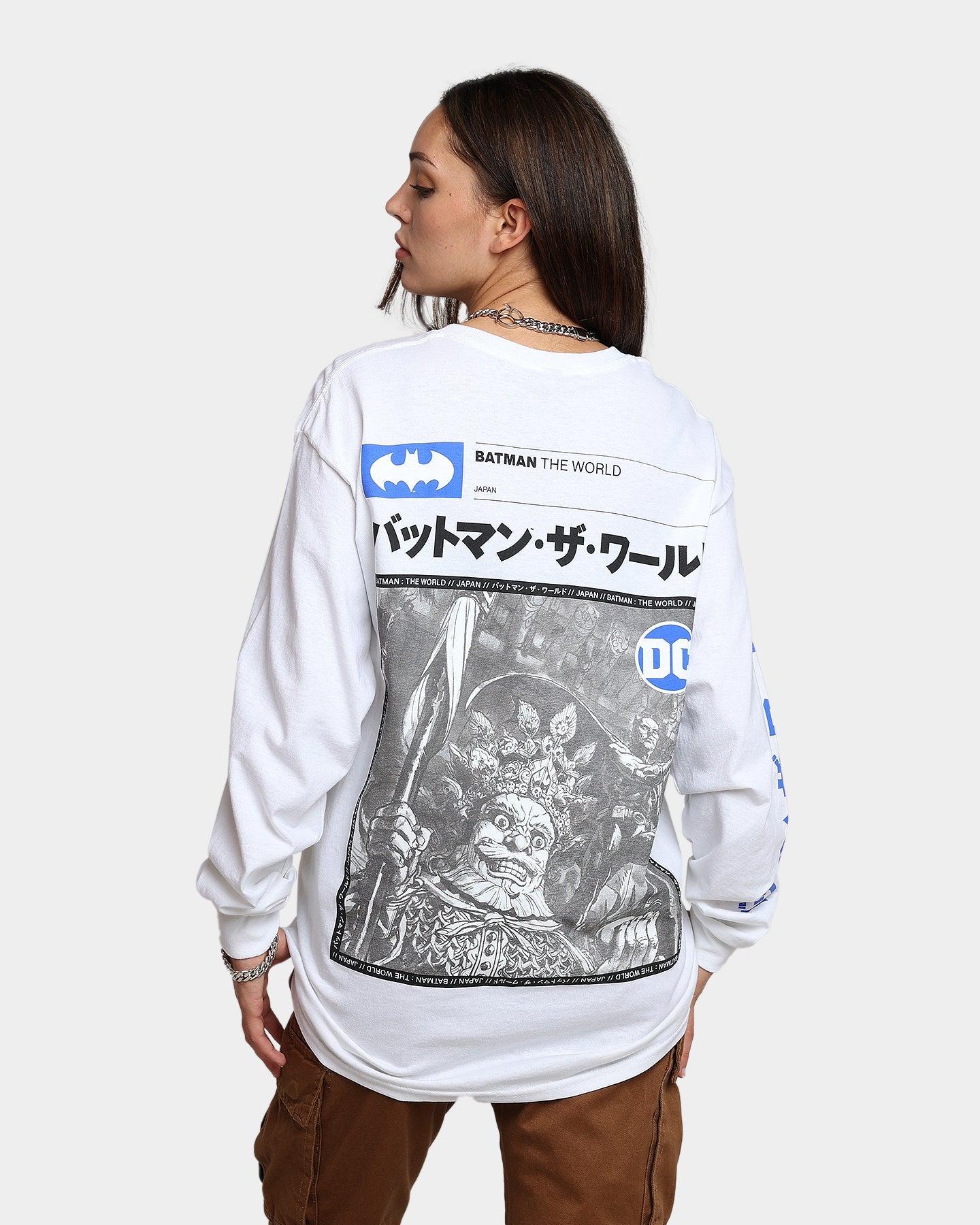 Goat Crew x Batman Batman The World Japan Long Sleeve T-Shirt White Style001