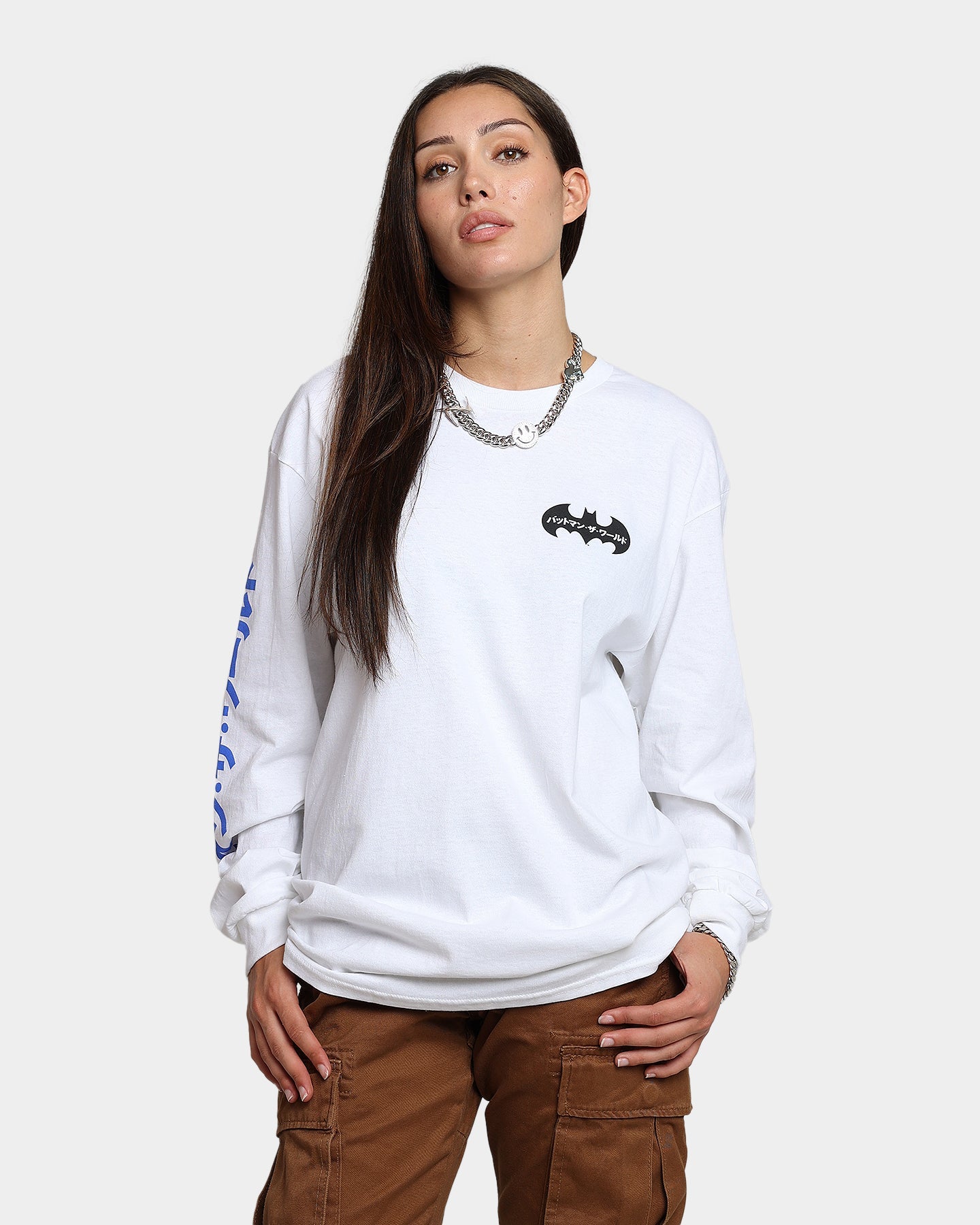 Goat Crew x Batman Batman The World Japan Long Sleeve T-Shirt White Style001