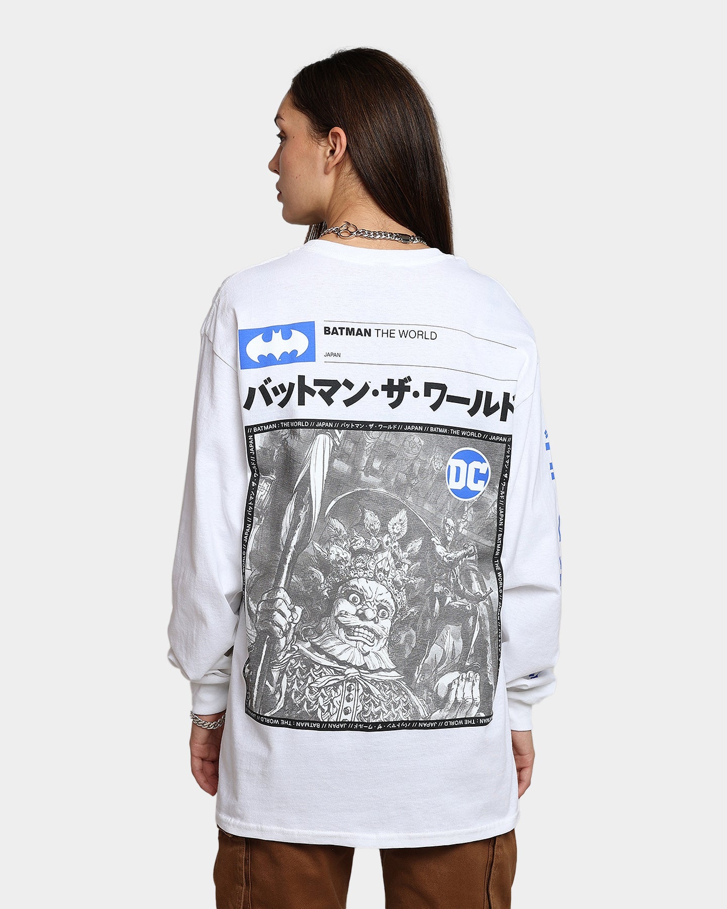 Goat Crew x Batman Batman The World Japan Long Sleeve T-Shirt White Style001