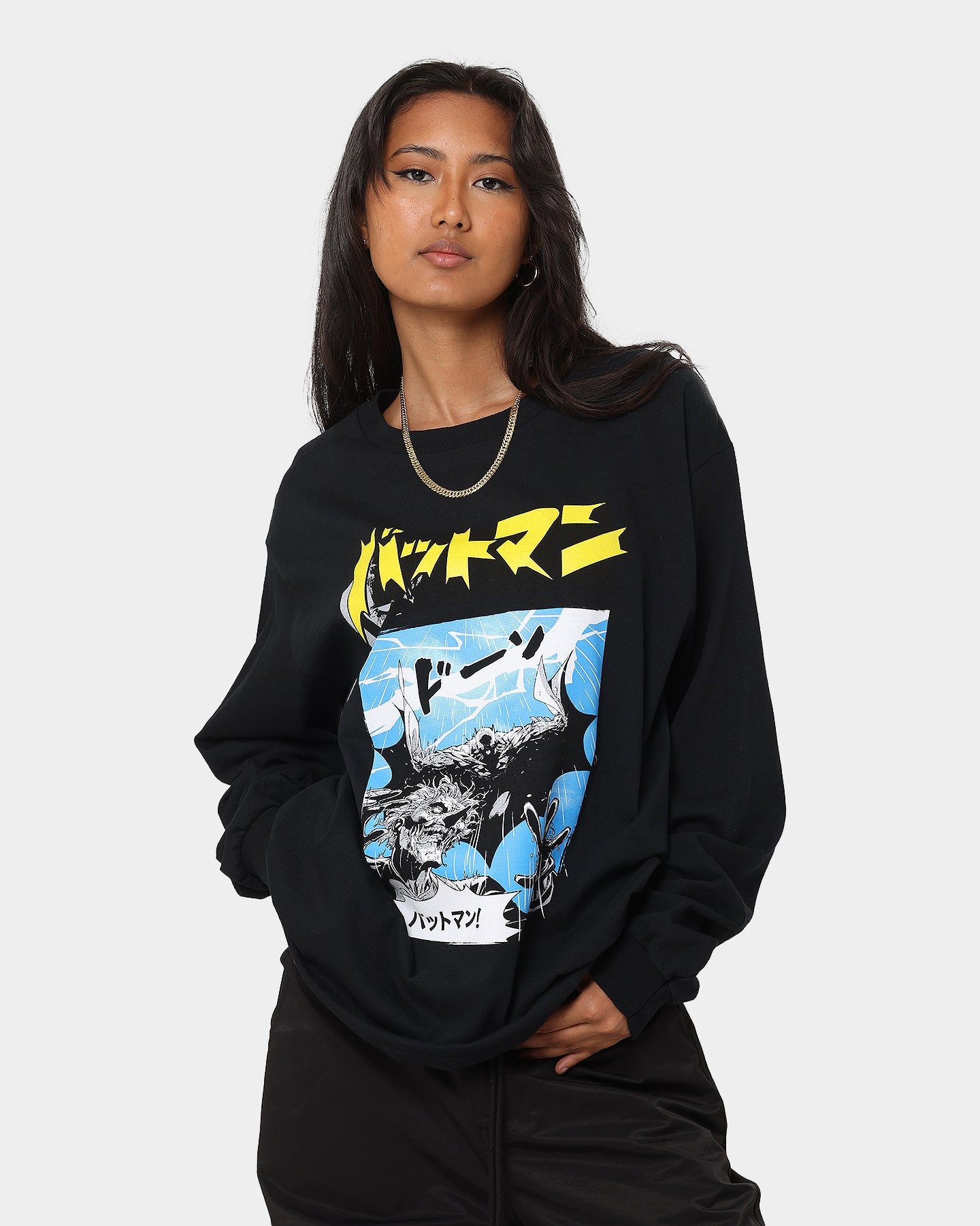 Goat Crew X Batman Batman The World Comic Long Sleeve T-Shirt Black Style001
