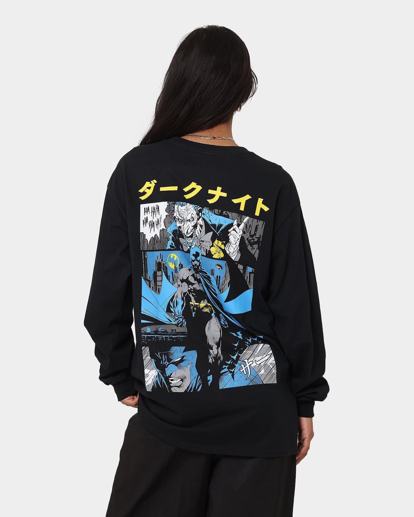 Goat Crew X Batman Batman The World Comic Long Sleeve T-Shirt Black Style001