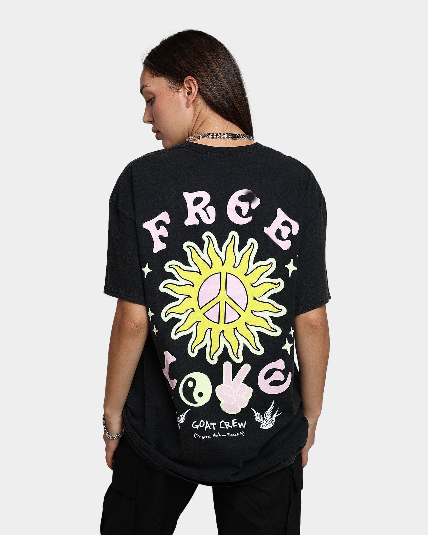 Goat Crew Free Love T-Shirt Off Black Style001