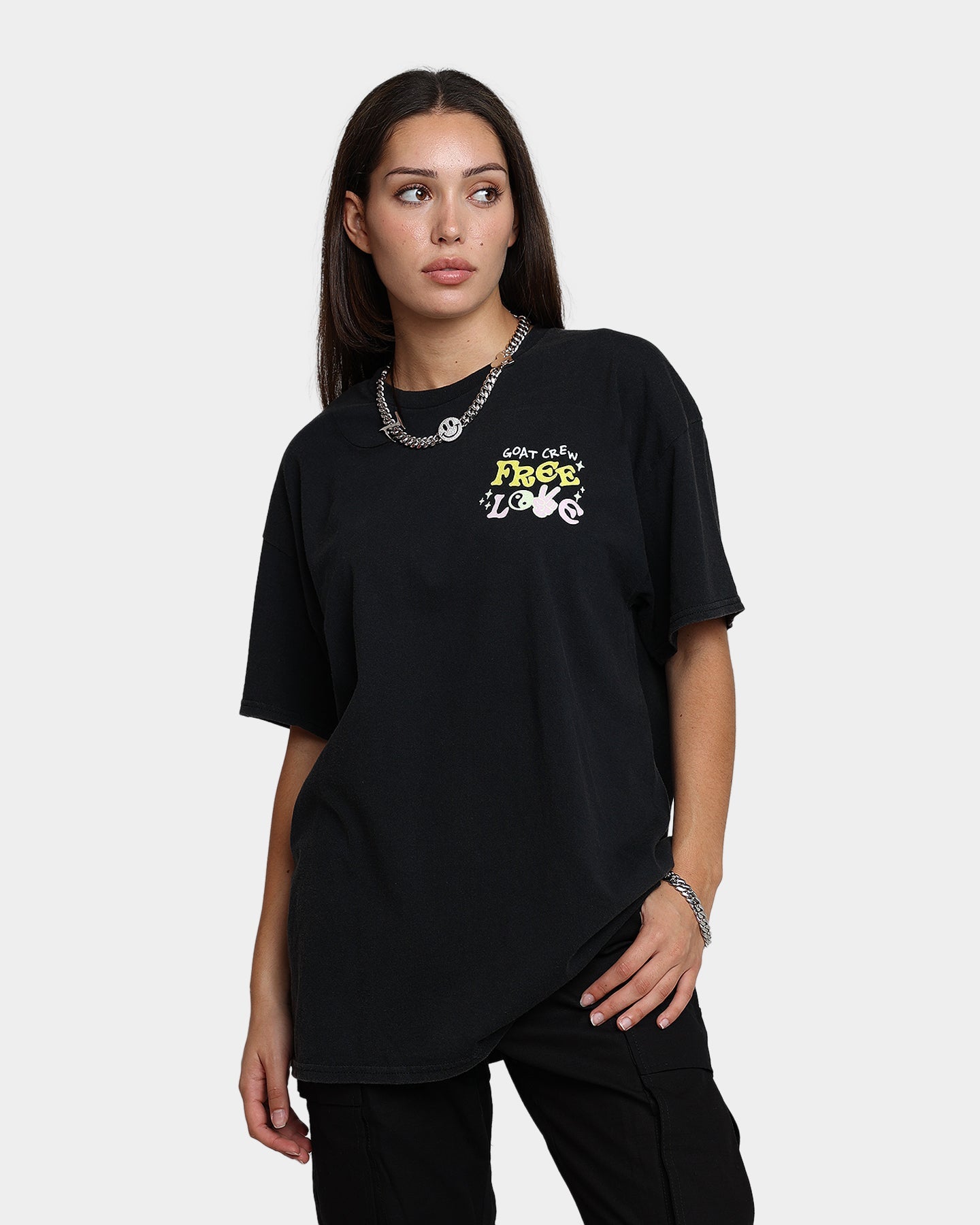 Goat Crew Free Love T-Shirt Off Black Style001