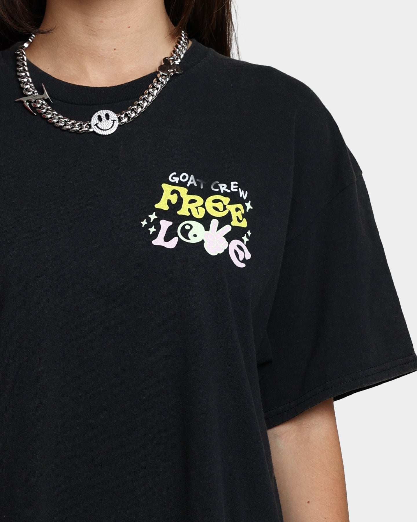 Goat Crew Free Love T-Shirt Off Black Style001