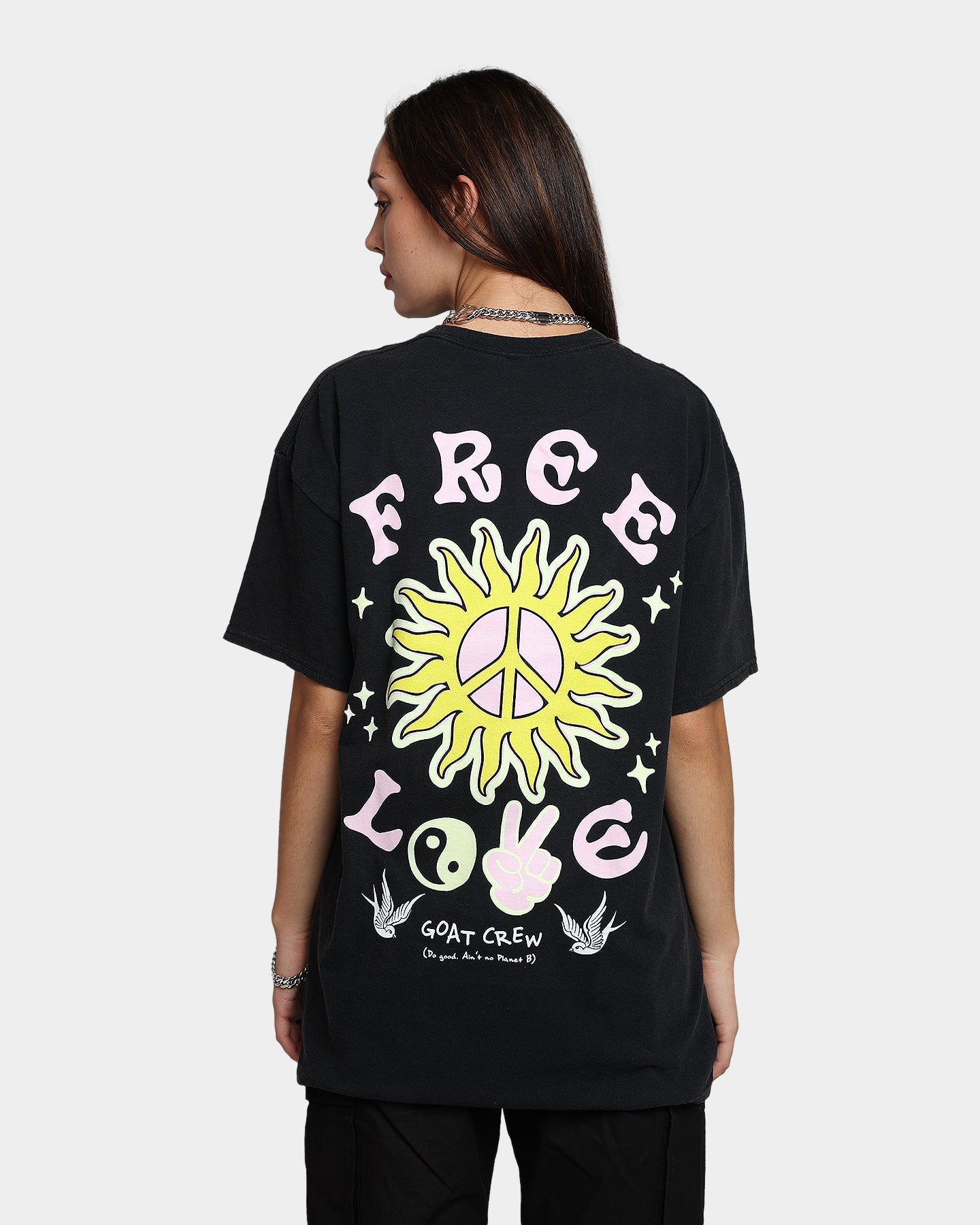 Goat Crew Free Love T-Shirt Off Black Style001