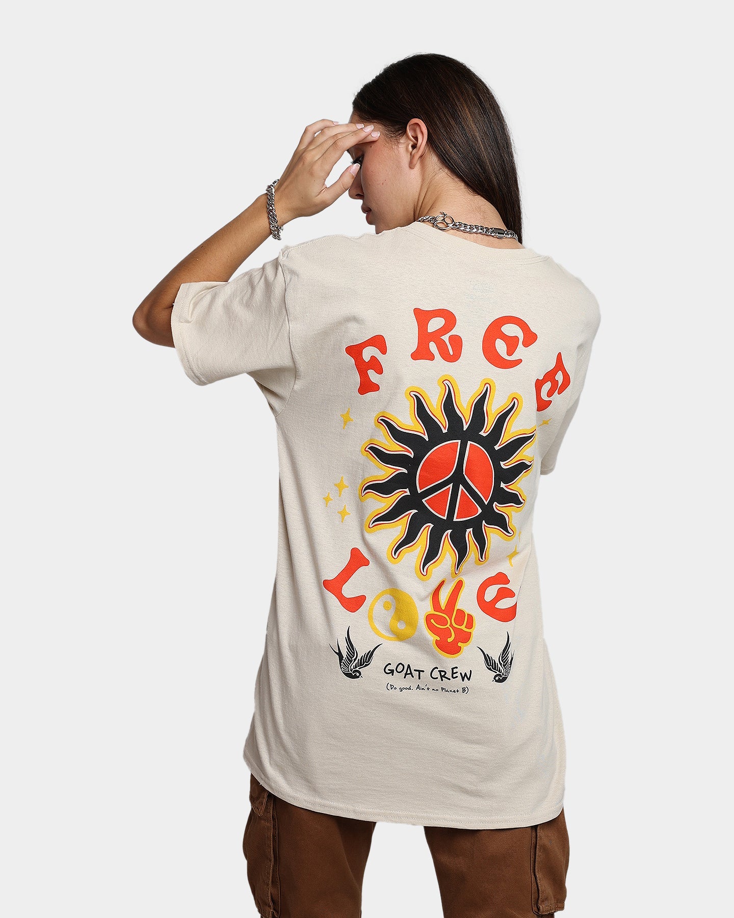 Goat Crew Free Love T-Shirt Stone Style001