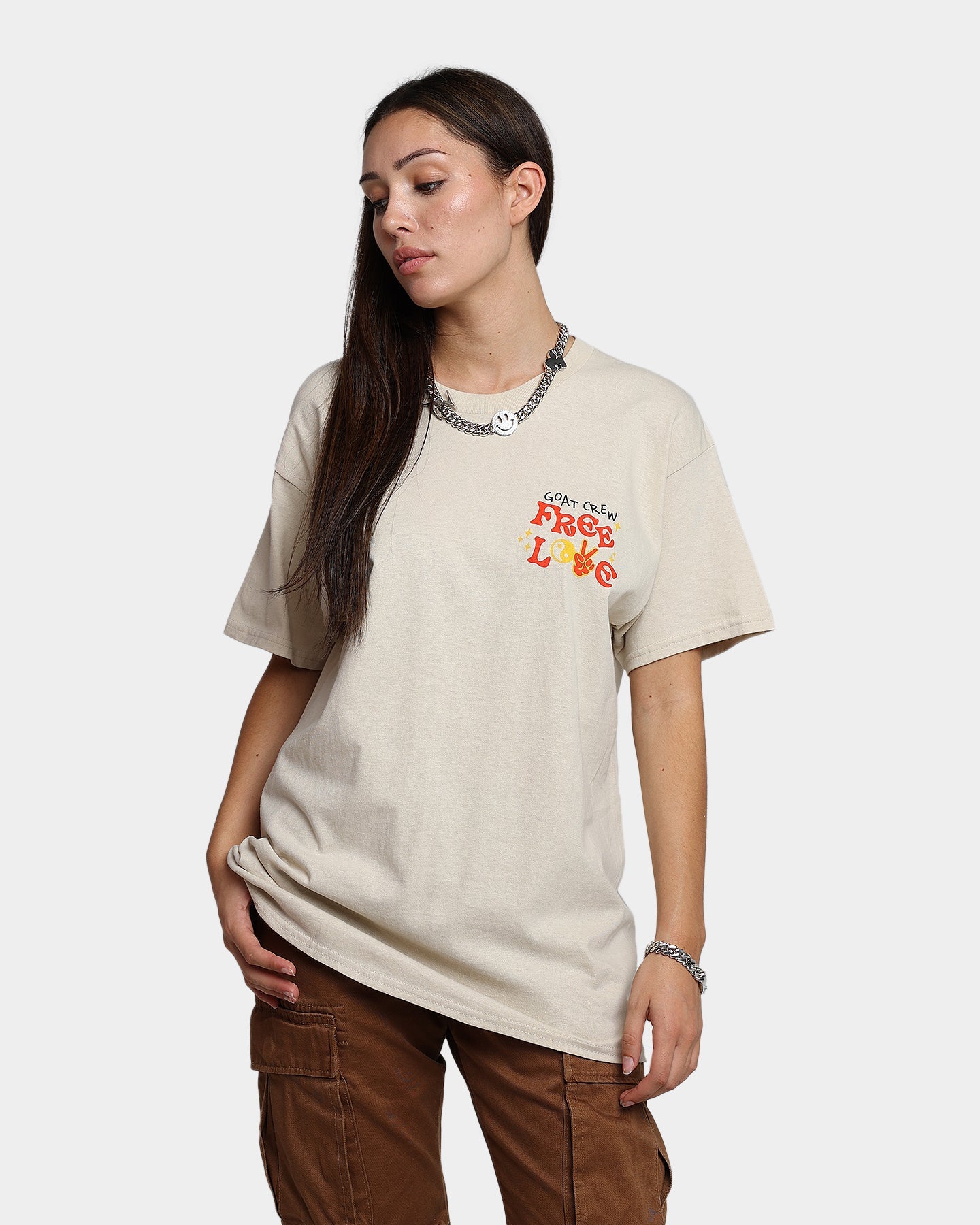 Goat Crew Free Love T-Shirt Stone Style001