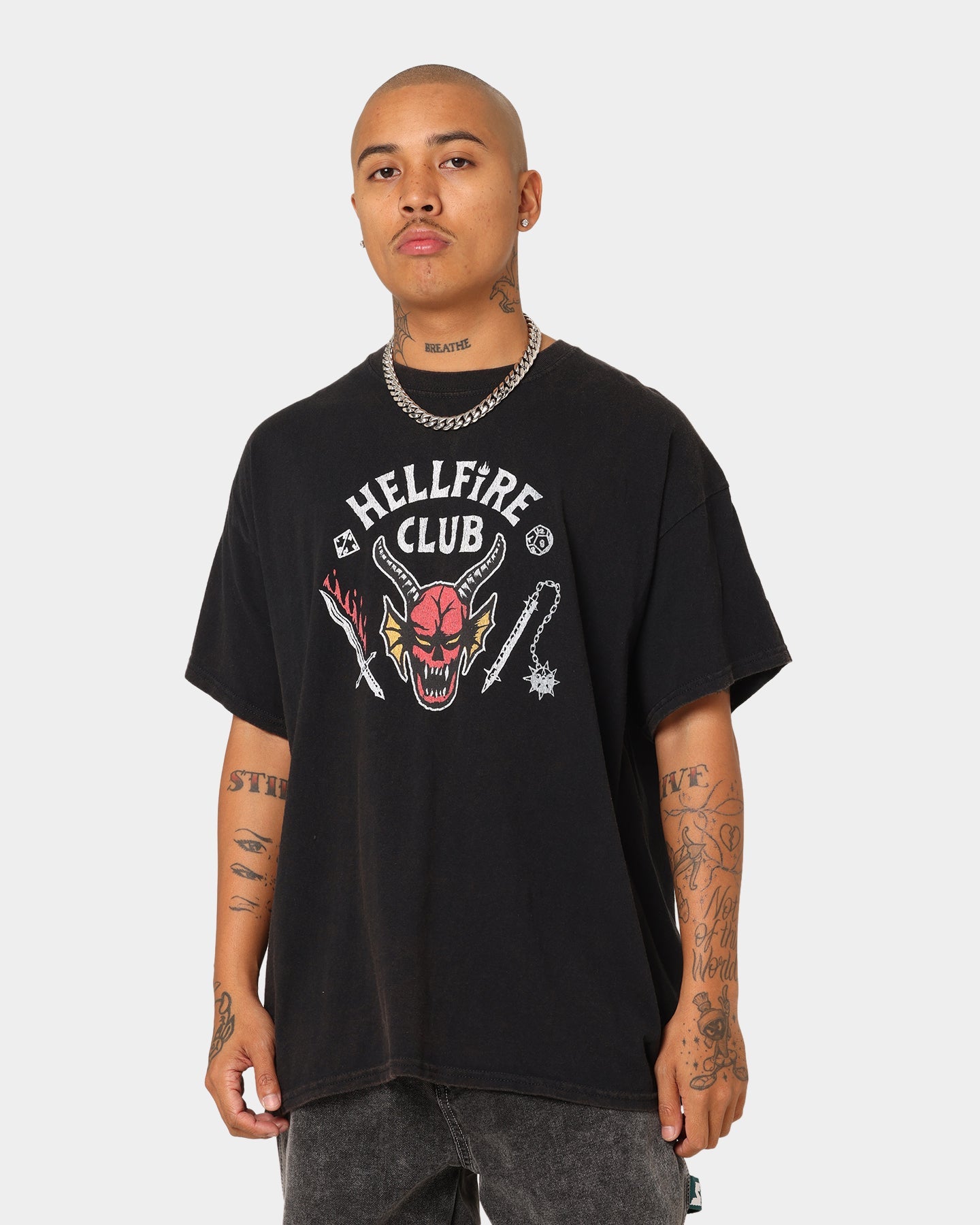 Goat Crew Goat Crew X Stranger Things Hellfire Club Vintage T-Shirt Washed Black