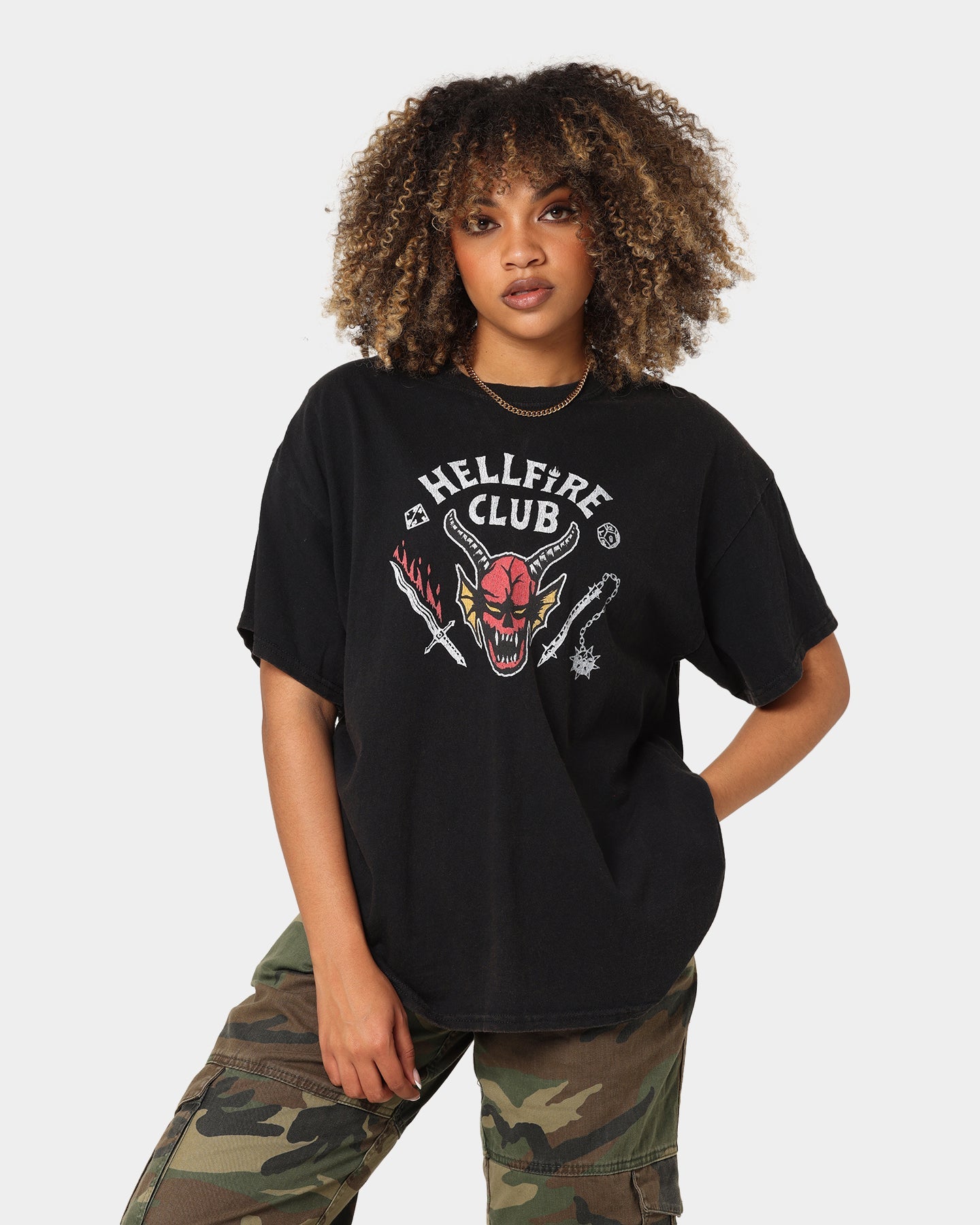 Goat Crew Goat Crew X Stranger Things Hellfire Club Vintage T-Shirt Washed Black Style001