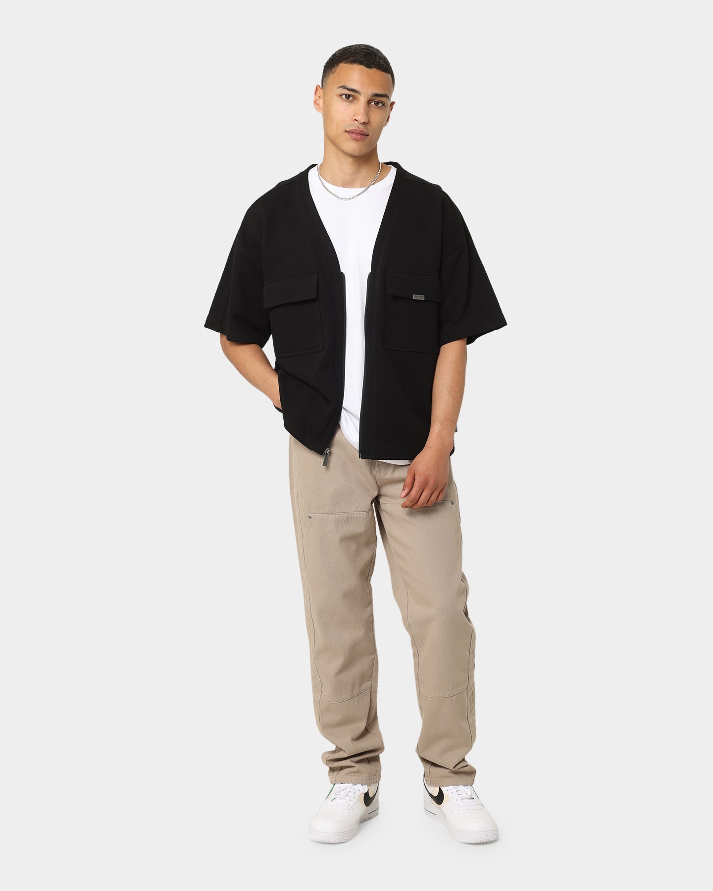 Carr√© Home Base Zip Up T-Shirt Black