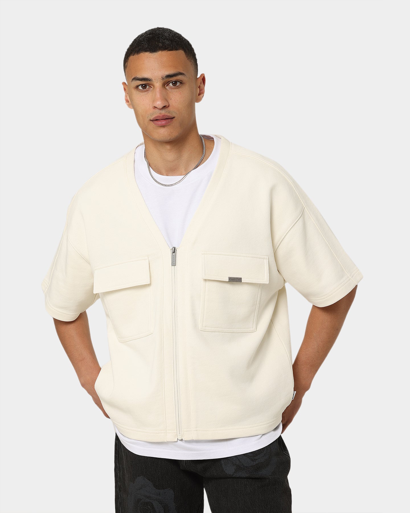 Carr√© Home Base Zip Up T-Shirt Off White