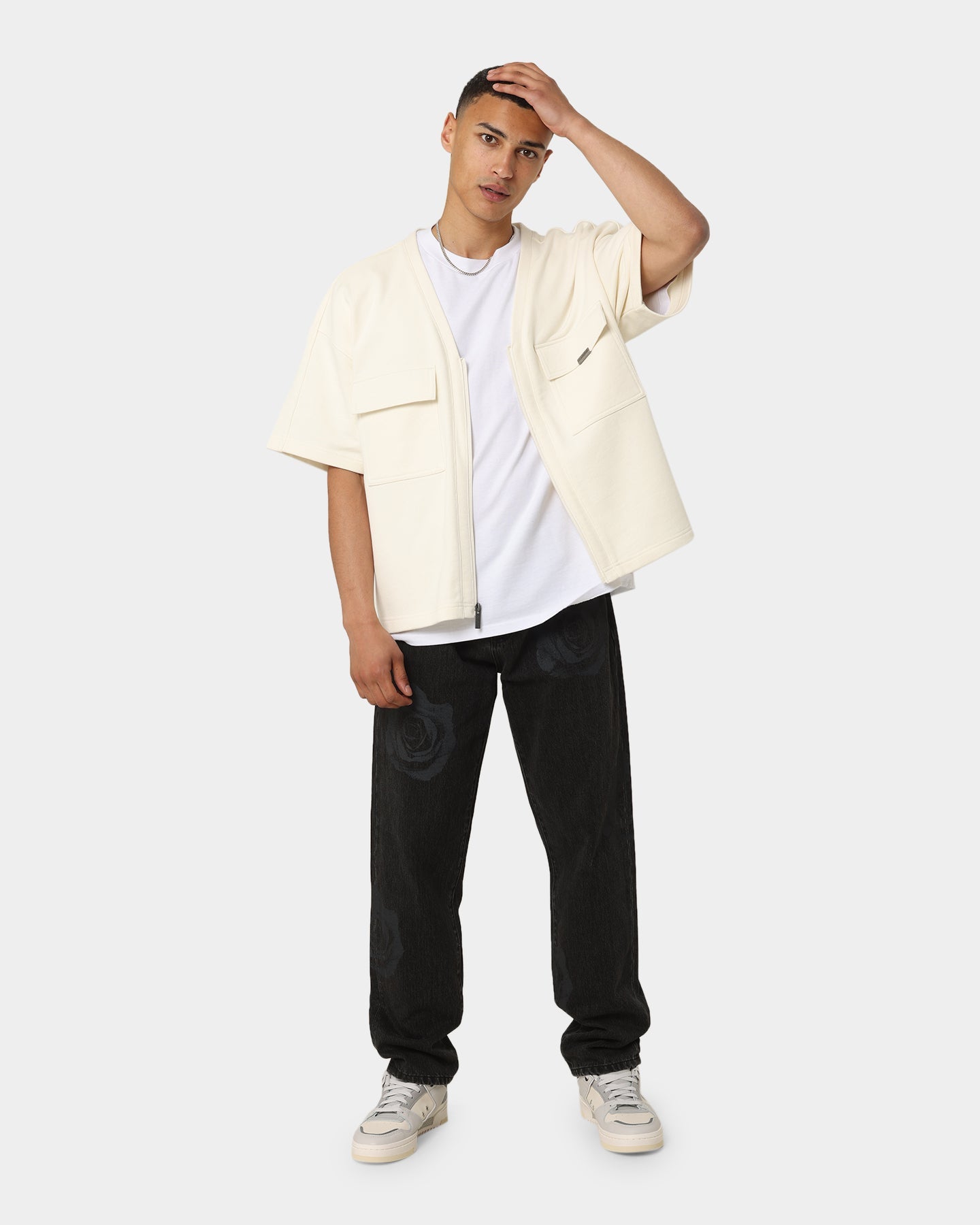 Carr√© Home Base Zip Up T-Shirt Off White