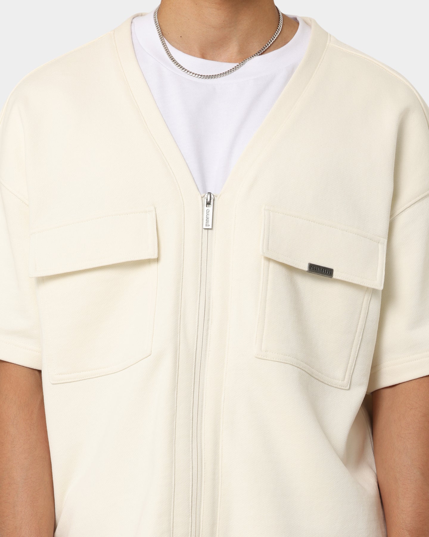Carr√© Home Base Zip Up T-Shirt Off White
