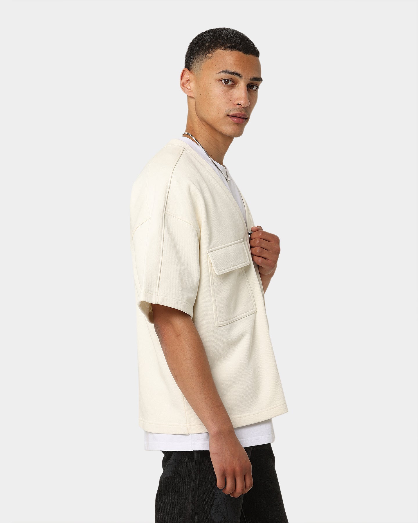 Carr√© Home Base Zip Up T-Shirt Off White