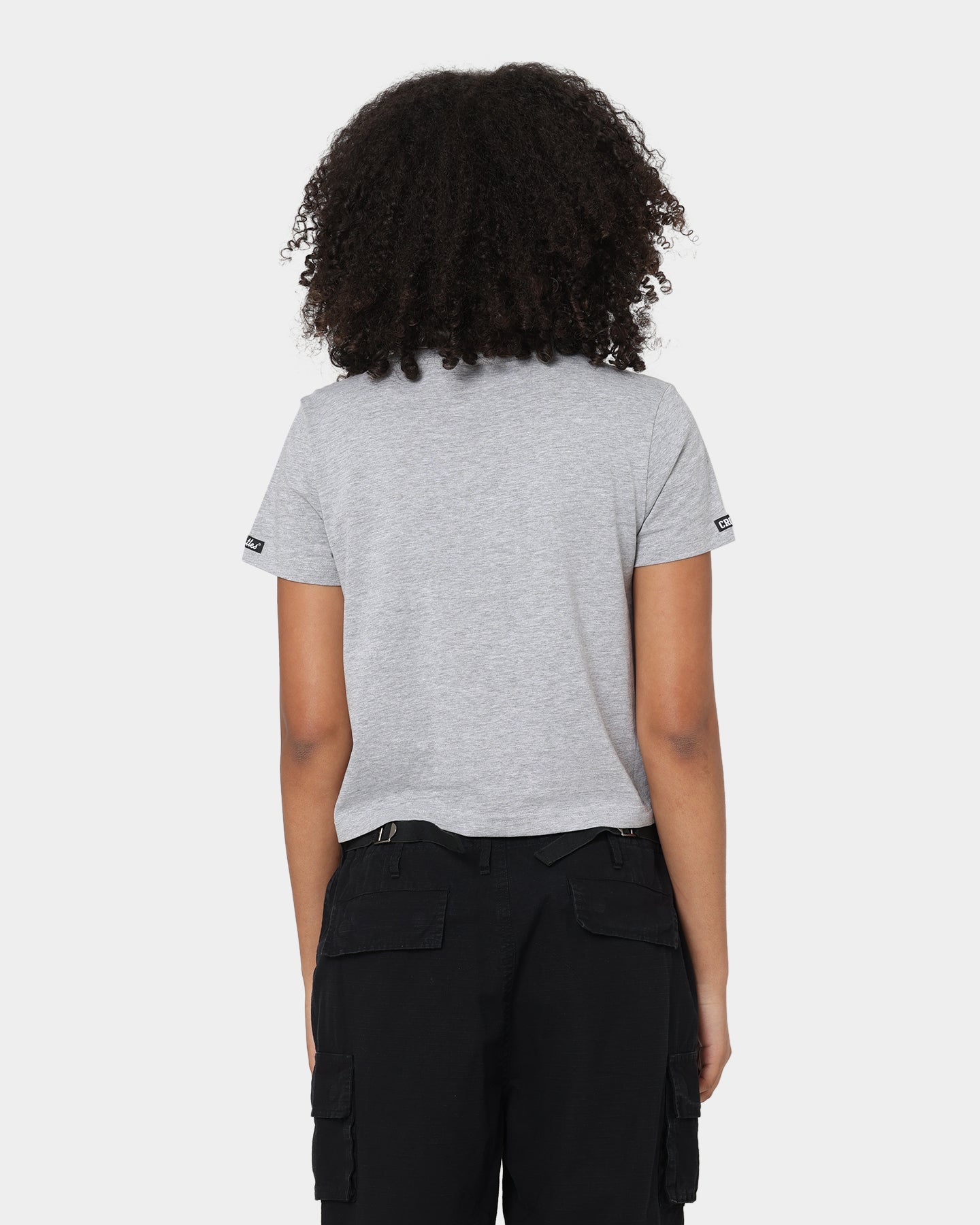 Crooks & Castles Women's Collar Logo Crop T-Shirt Heather Grey