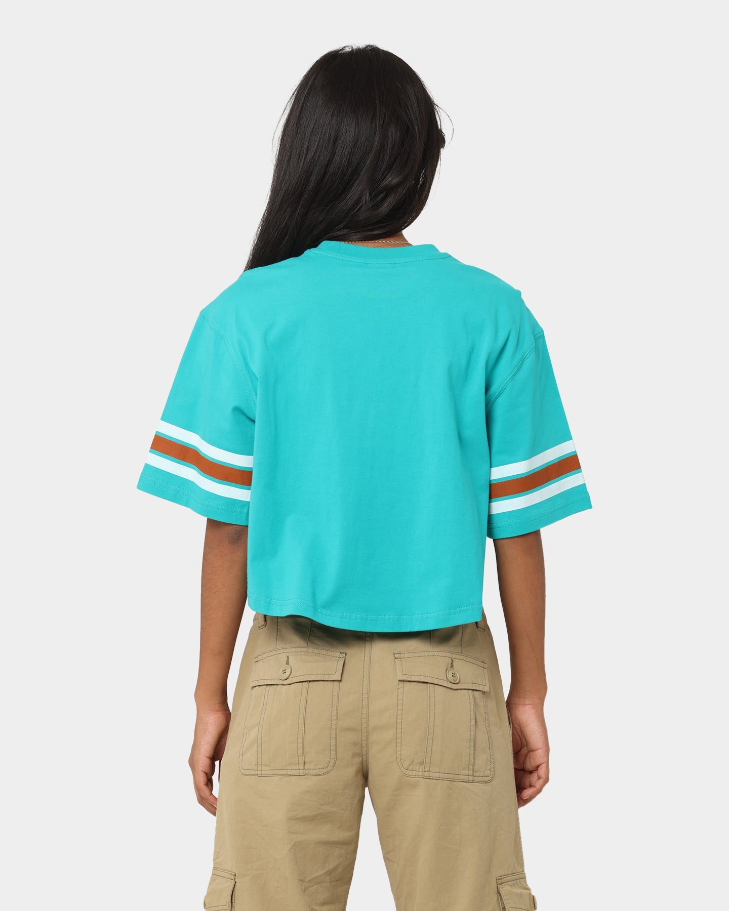 Majestic Athletic Miami Dolphins Vintage Oversized Cropped T-Shirt Teal